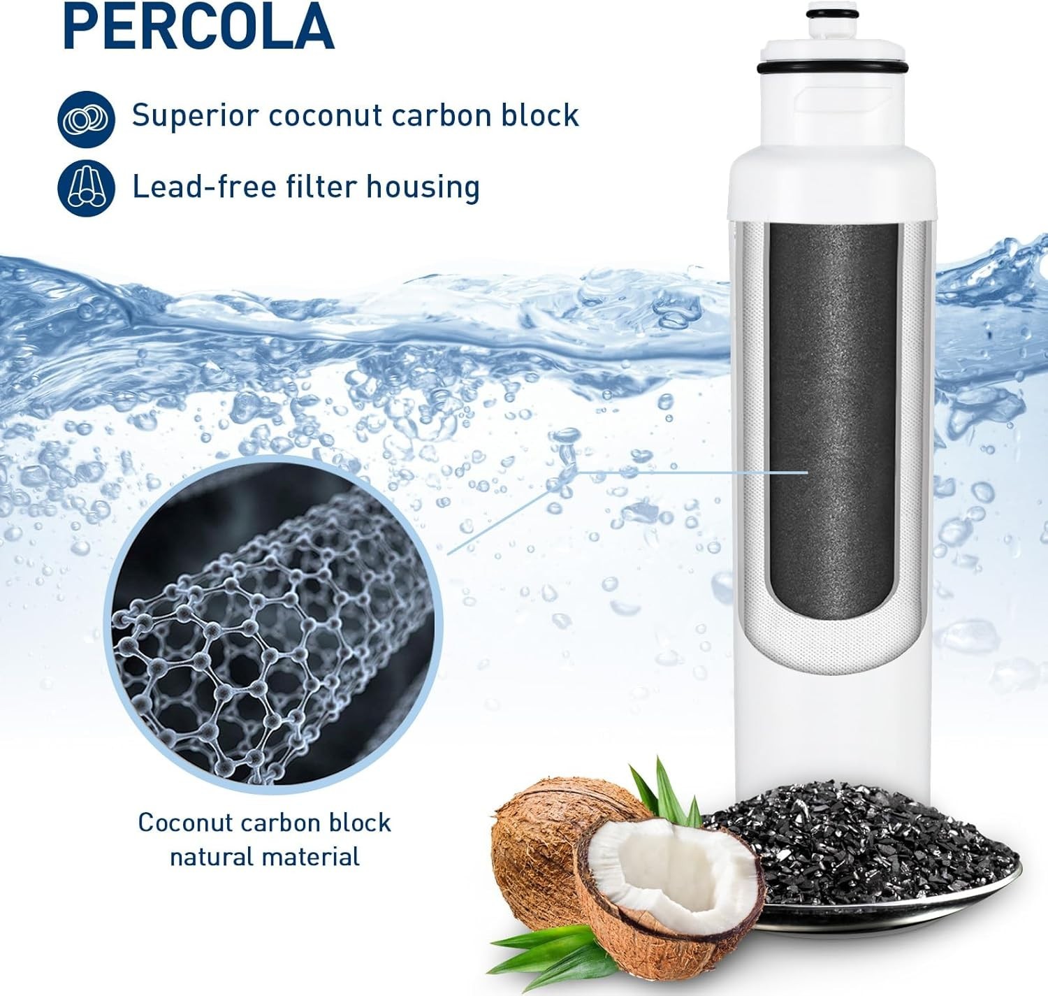 Water Filter Carbon Fiber Compatible with Hisense Refrigerator 1 Pack