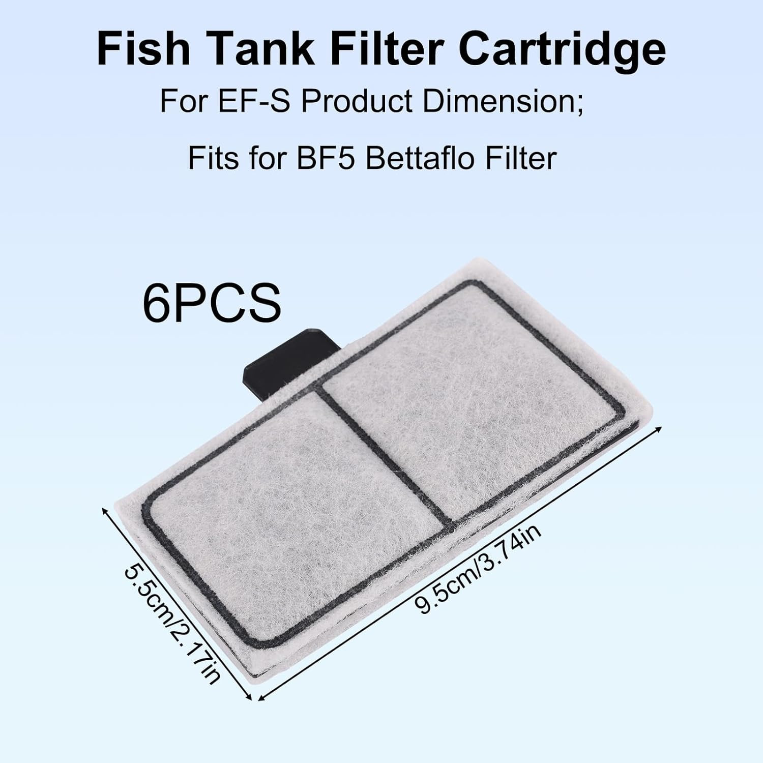 6 Repuestos filtro para Topfin EF-S y BF5 de 3.7×2.1 in para acuario pecera