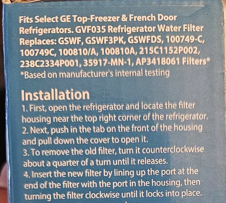 Great Value Refrigerator Replacement Water Filter for GE GSWF & Kenmore 46-9914