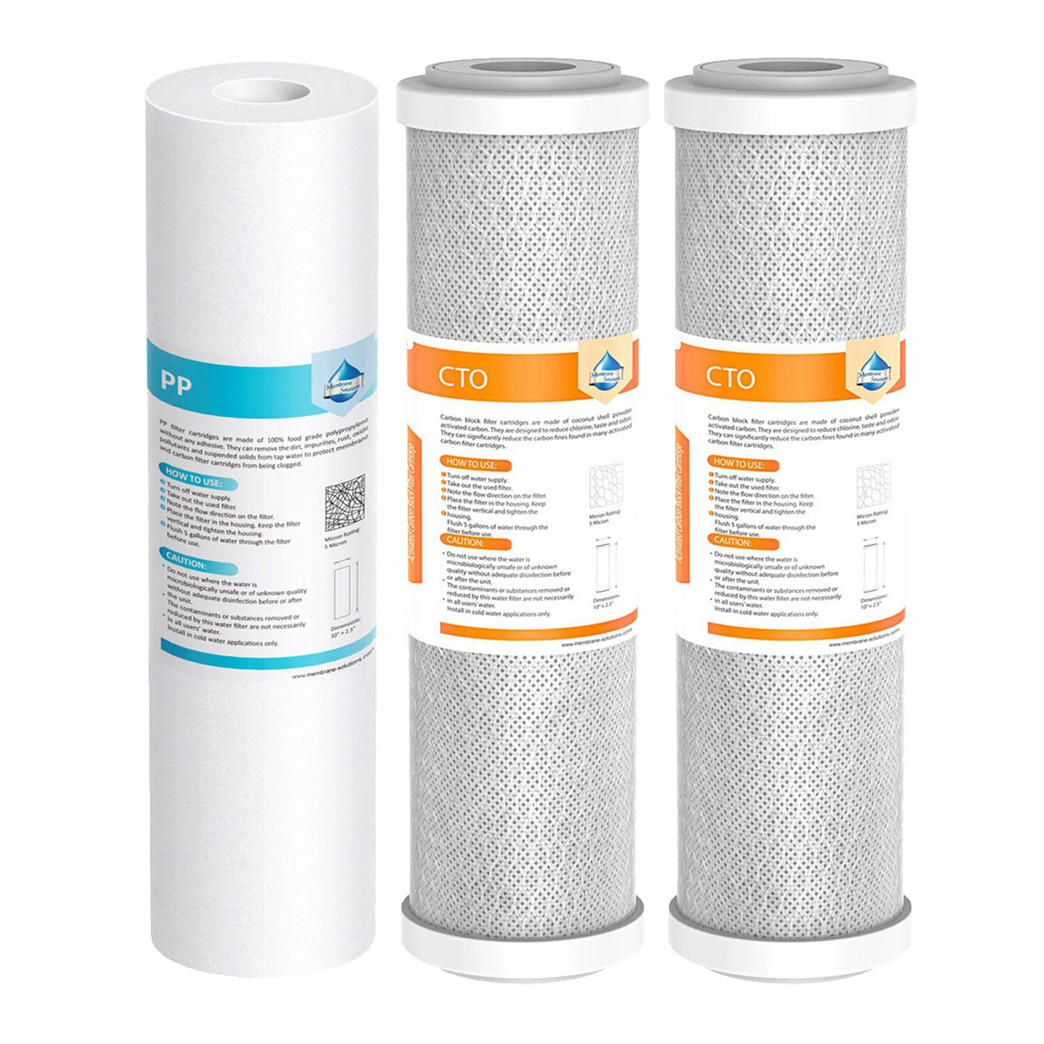 3-Stage Sediment CTO Carbon Block Reverse Osmosis Water Filter Replacement Set