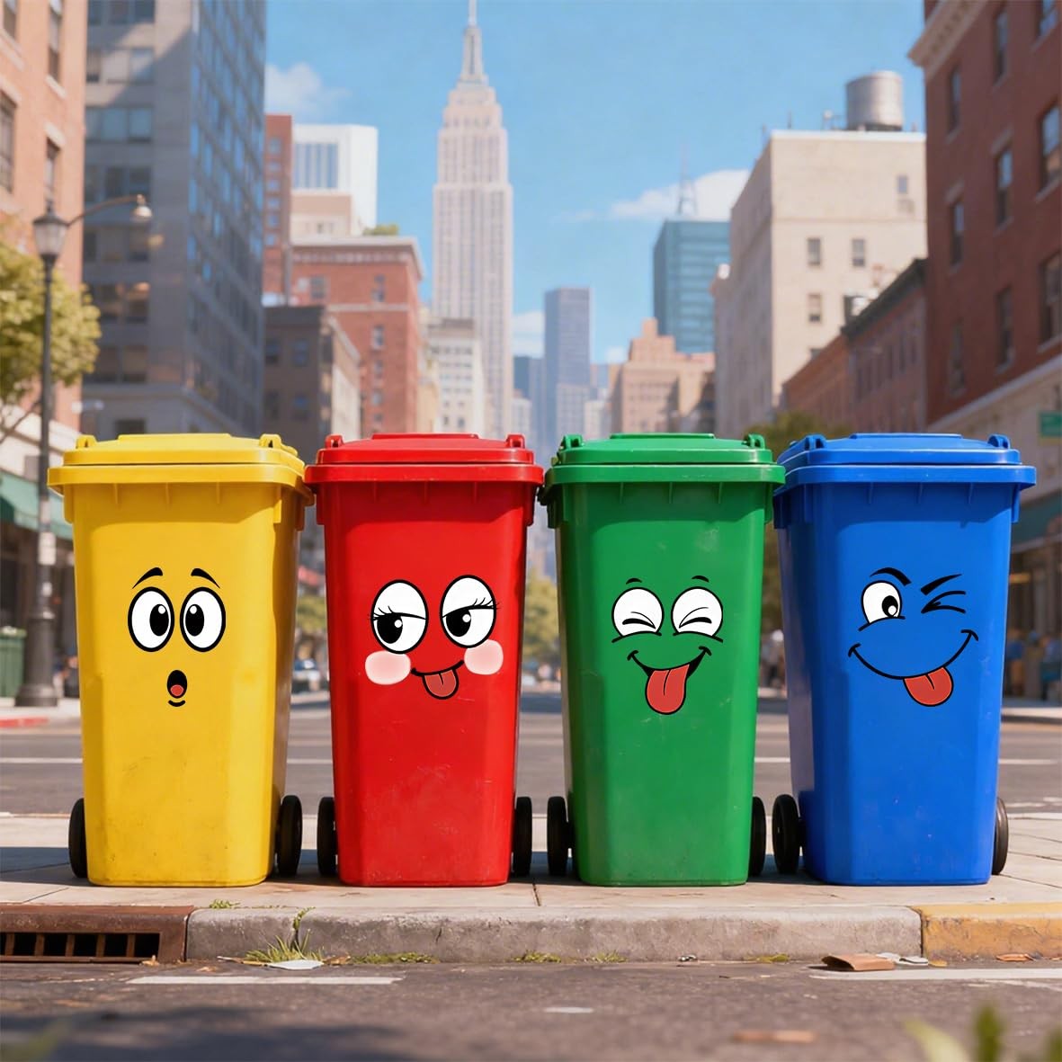 4 Pcs Funny Trash Garbage Can Stickers-Cute Toilet Lid Decal,Adhesive Cartoon…