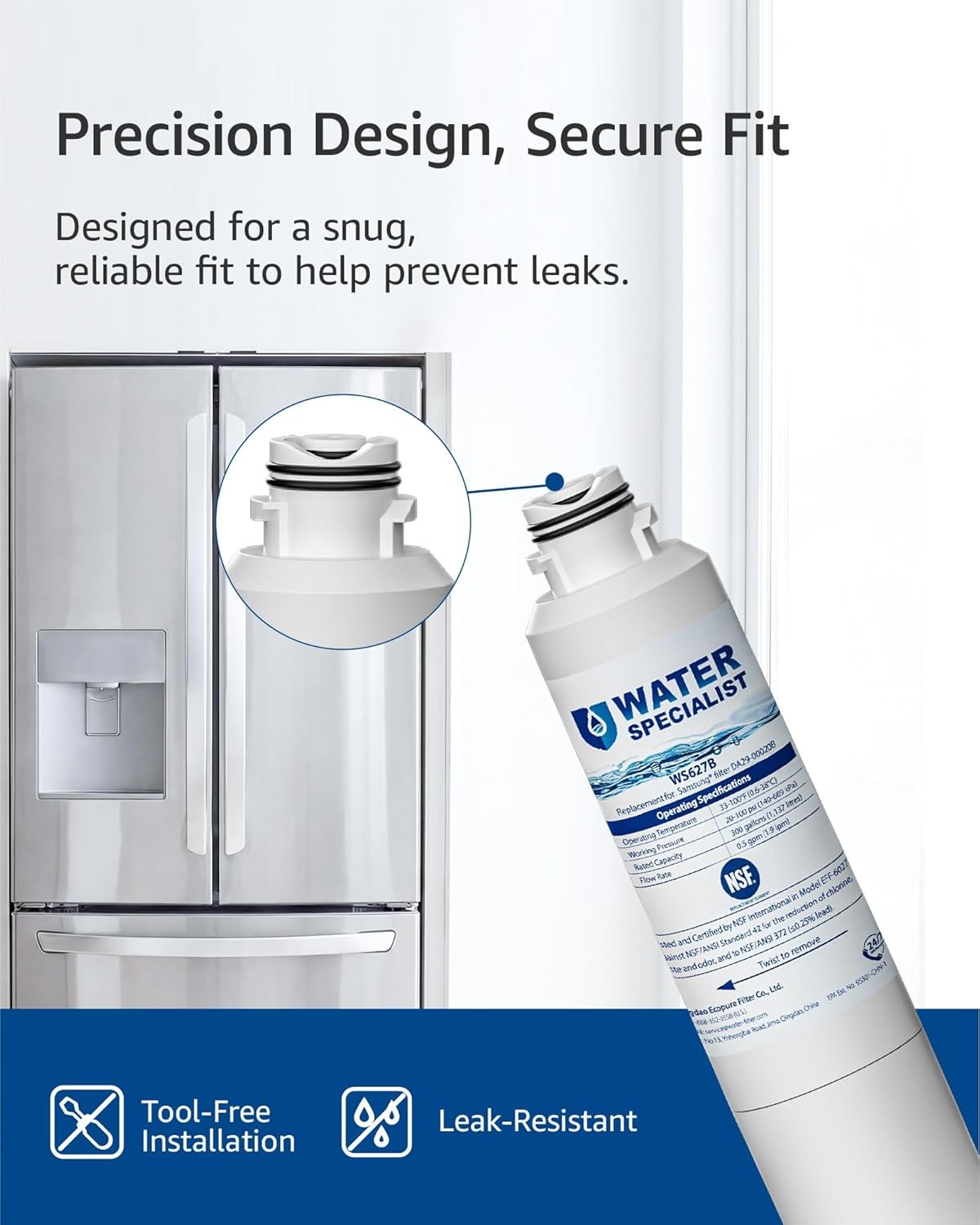 Waterspecialist Refrigerator Water Filter,Replacement for Samsung DA29-00020B