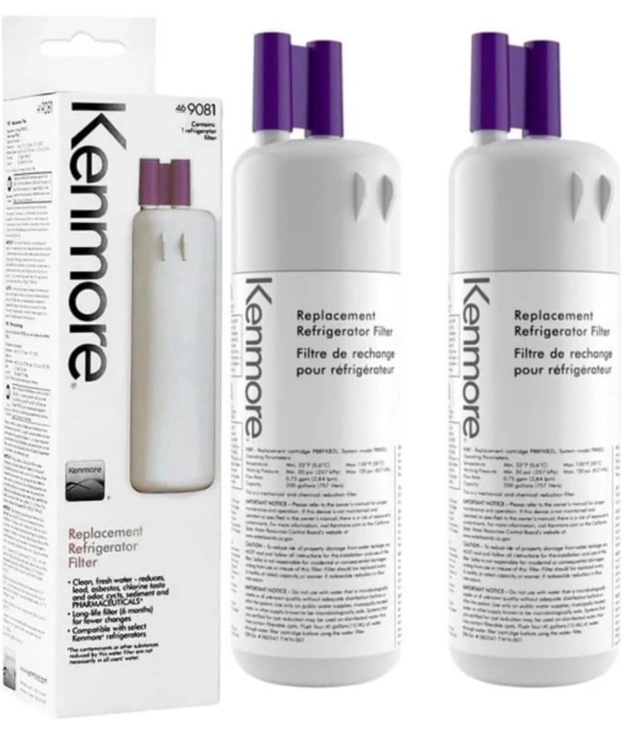 3 Kenmore Refrigerator Replacements, 9930, 9081 Water Filter, (3 PACKS)