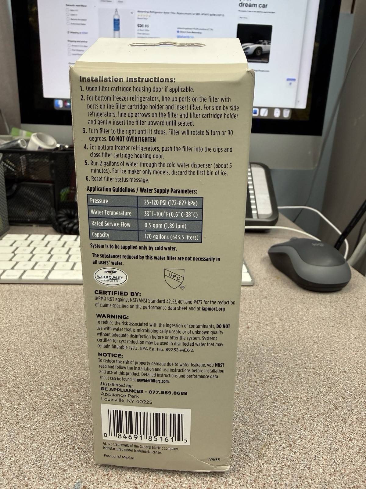 Genuine GE PC94871 RPWFE Refrigerator Water Filter New