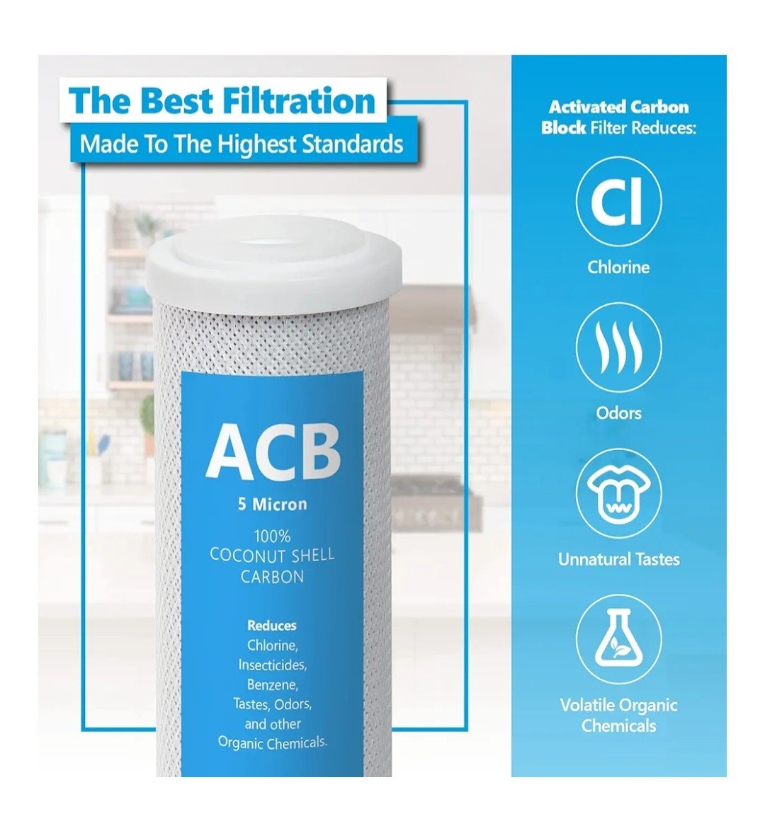 Express Water – 2Pack Activated Carbon Block ACB Water Filter Replacement – 5 M