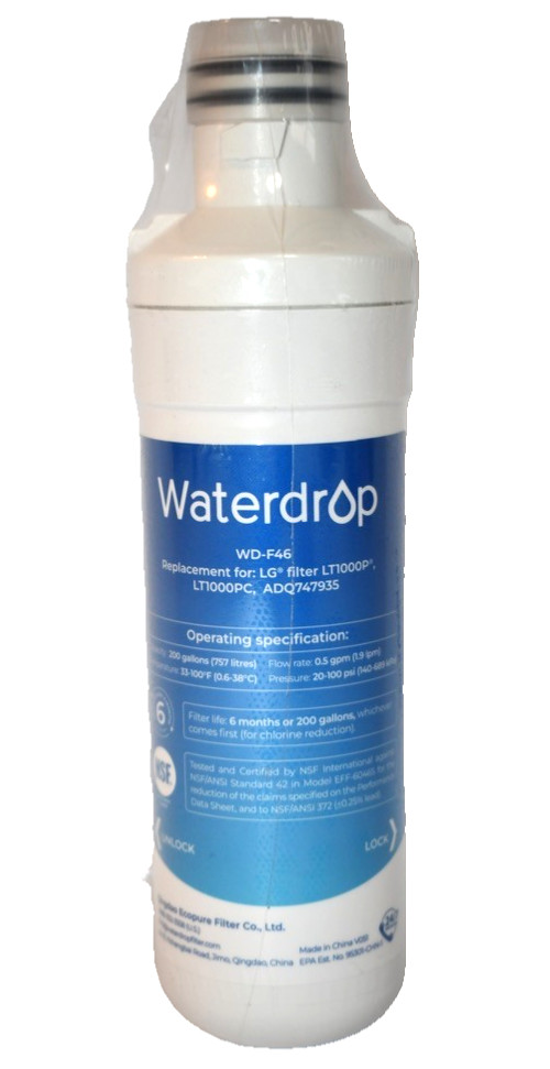 Waterdrop WD-F46 Refrigerator Water Filter for LG LT1000P, LT1000PC, ADQ747935
