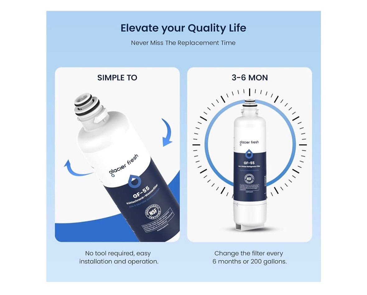 3 PACK GLACIER FRESH for Bosch 11025825 Ultra Clarity Pro Water Filter GF-55