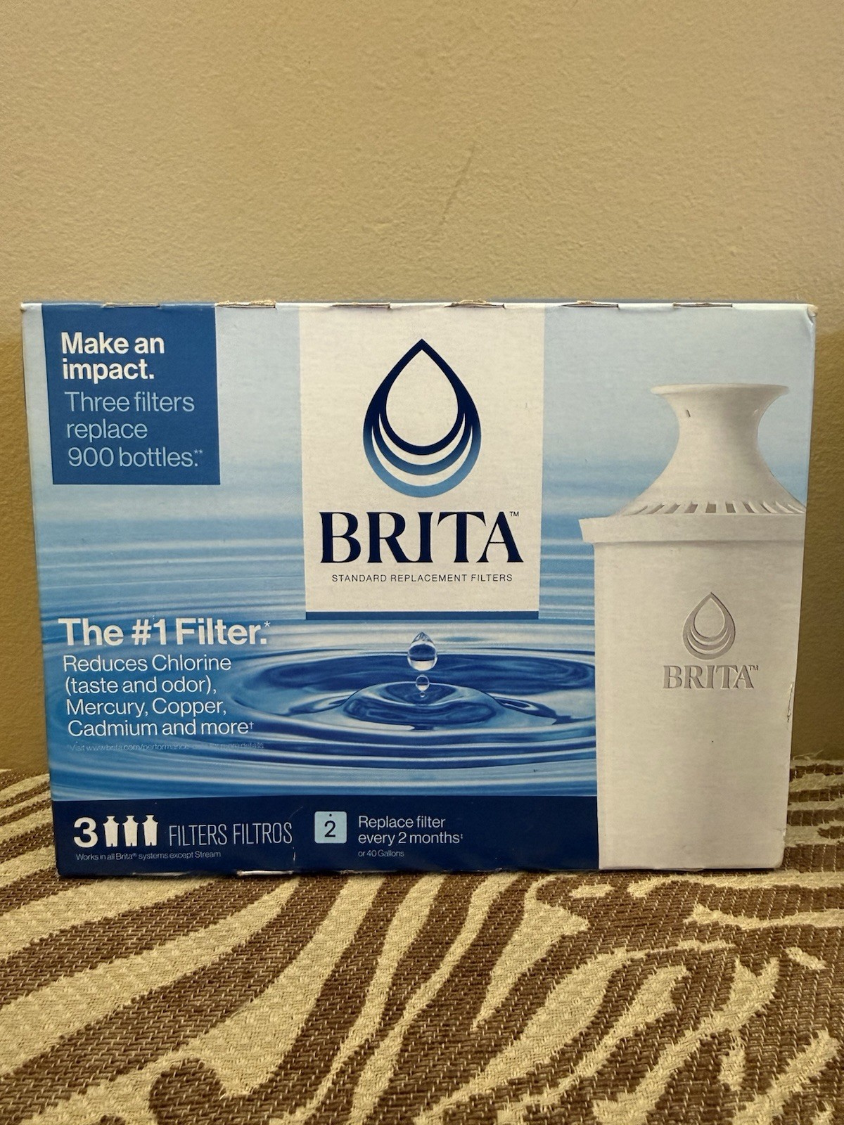 Brita 3 Pack Standard Filter Replacement For All Brita Water Pitchers Dispensers
