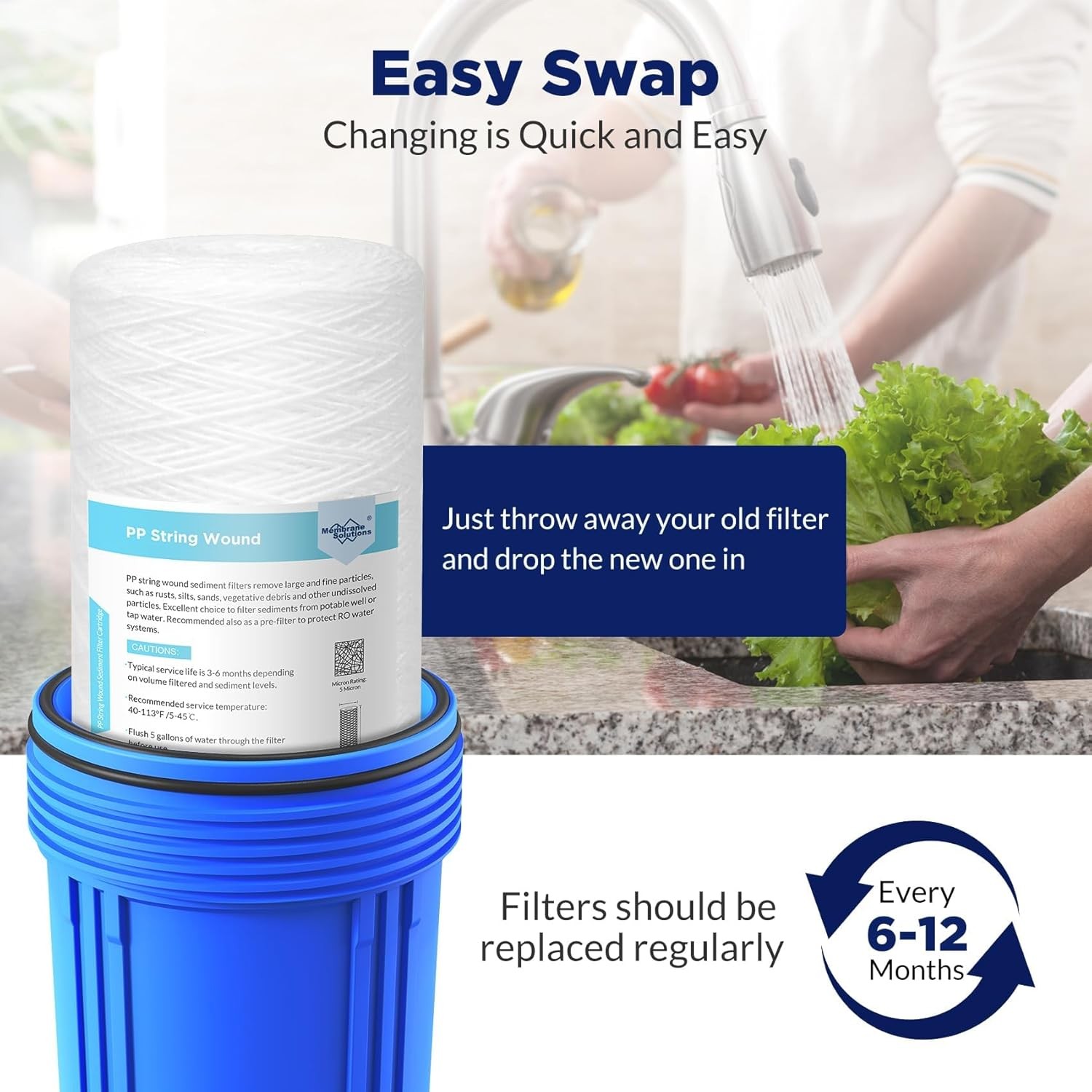 10 Pack 20″ x 4.5″ String Wound Whole House PP Sediment Water Filter 5/20 Micron