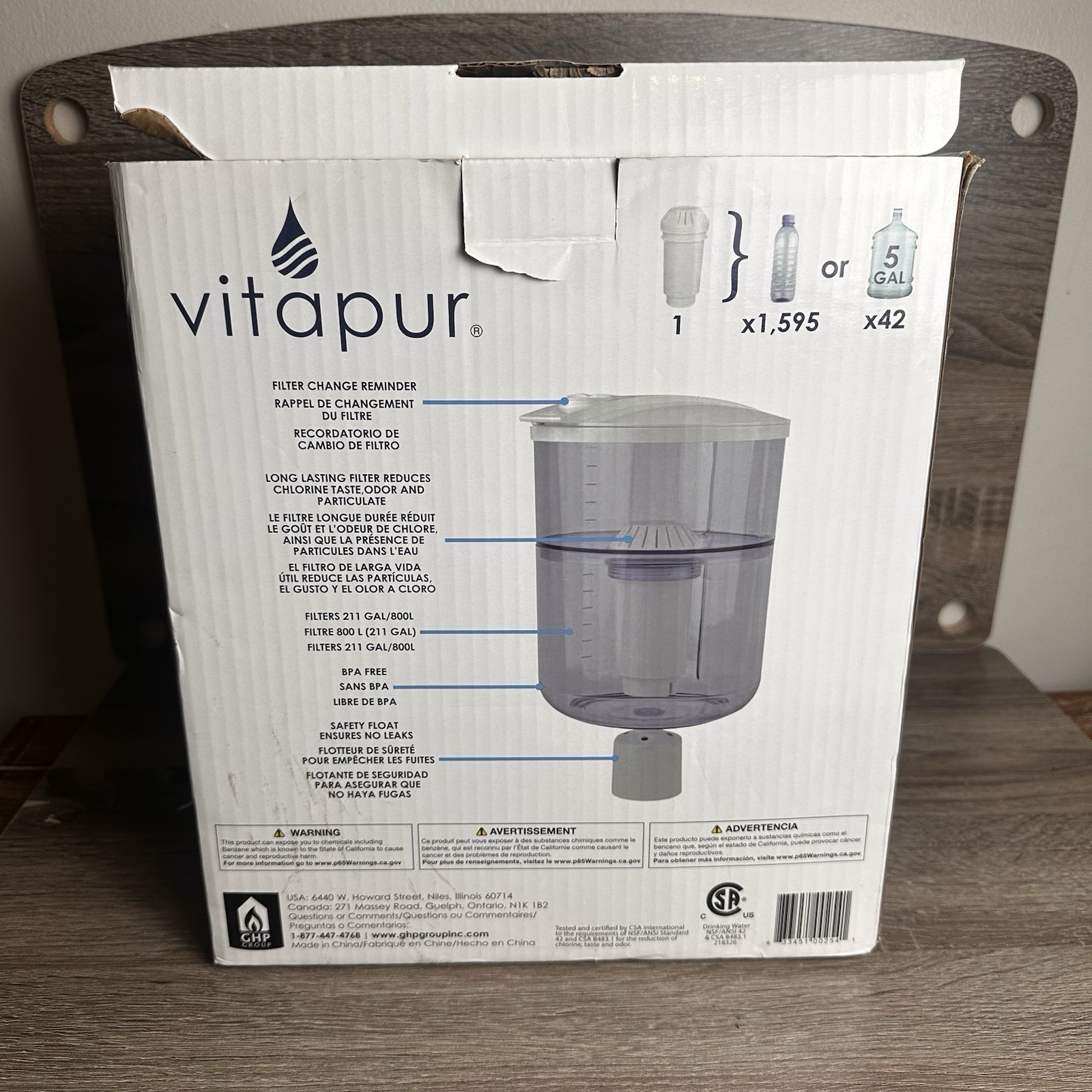 Vitapur Top Load Water Dispenser Filtration System GWF8 Tank 211 Gal/800L New
