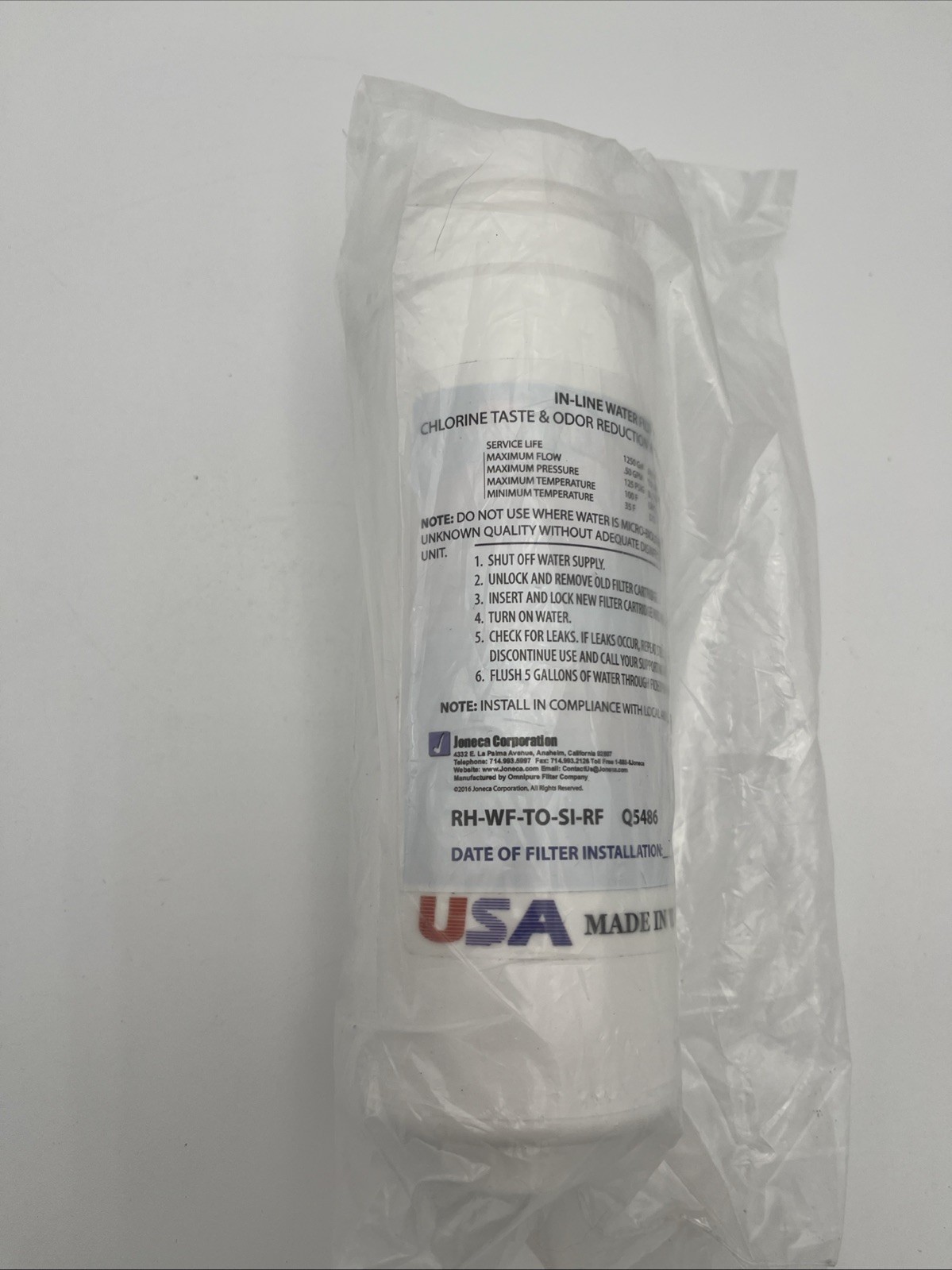 In Line Water Filter Chlorine Taste And Ordor Reduction With Scale Inhibitor