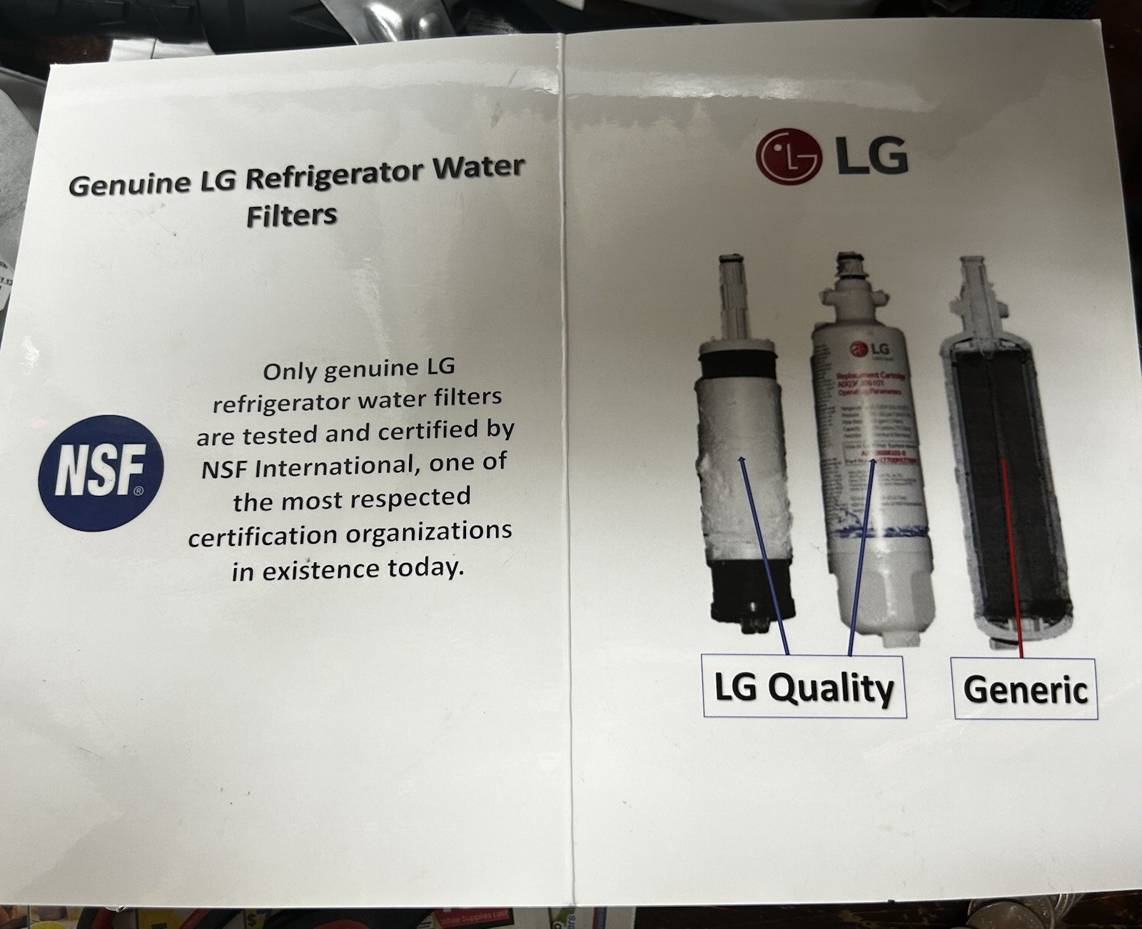 1 Pack Genuine LG LT700P Water Filter Refrigerator Part ADQ360061 Sealed NSF