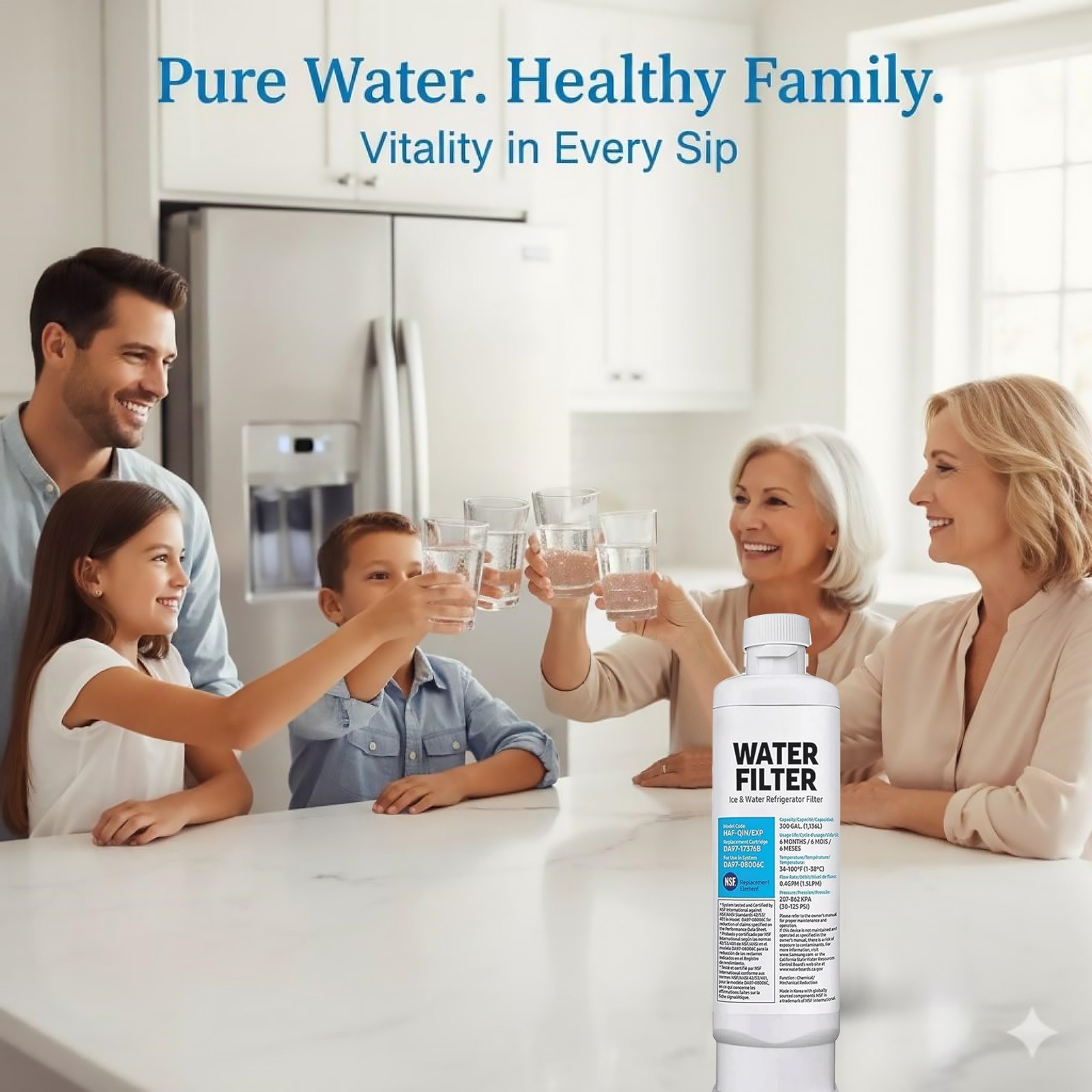 2 Pack DA97-17376B Refrigerator Water Filter Replacement For Samsung Fridge