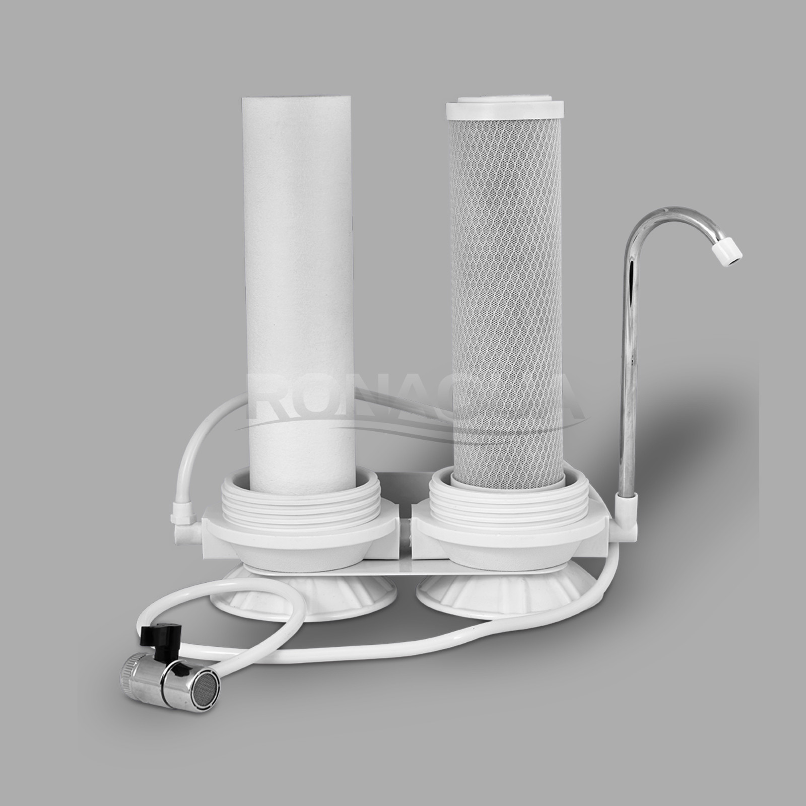 Dual Countertop Water Filtration Unit: Carbon Block & Sediment