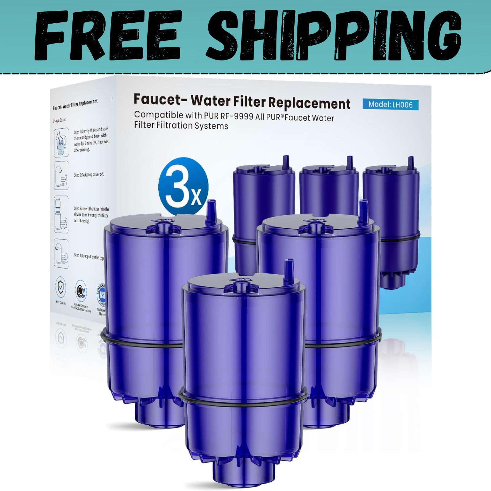 Faucet Water Filter Replacement Fit for All PUR, for PUR plus Faucet Filtration