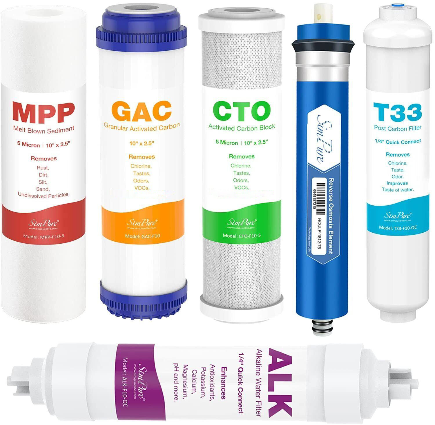 6 Stage PH Alkaline Reverse Osmosis Drinking Water Filter System Faucet Purifier