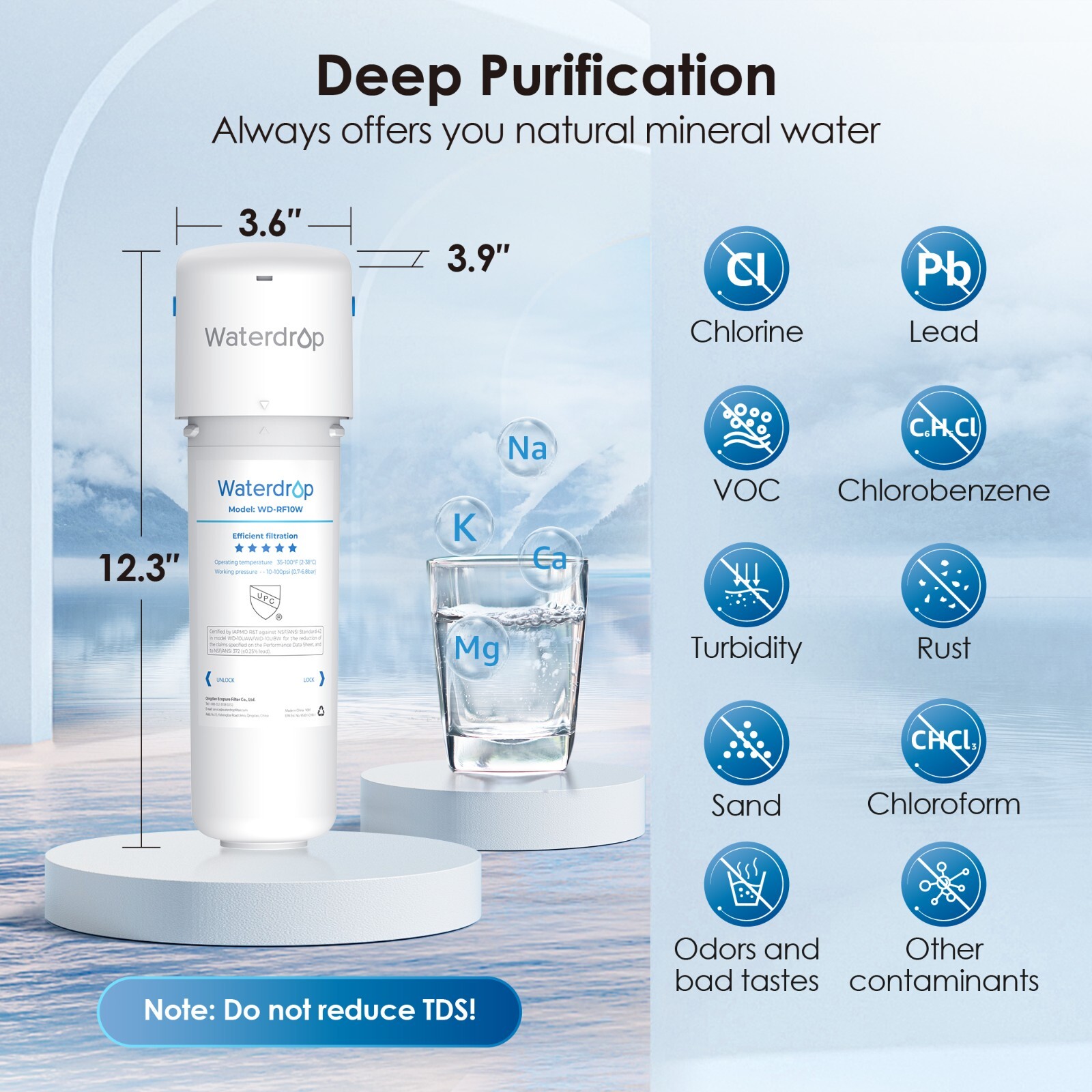 Waterdrop 10UAW Under Sink Water Filter System,NSF/ANSI 42 Certified, 8K Gallons