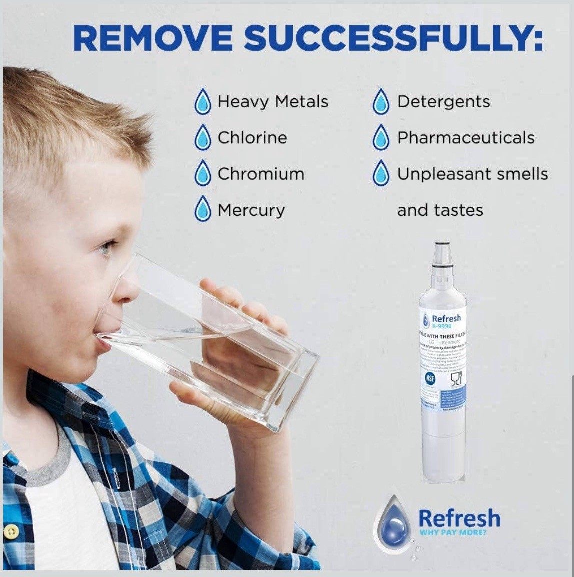 REFRESH R-9990 Water Filter 2-Pack Fits LG LT600P & 5231JA2006A Refrigerators