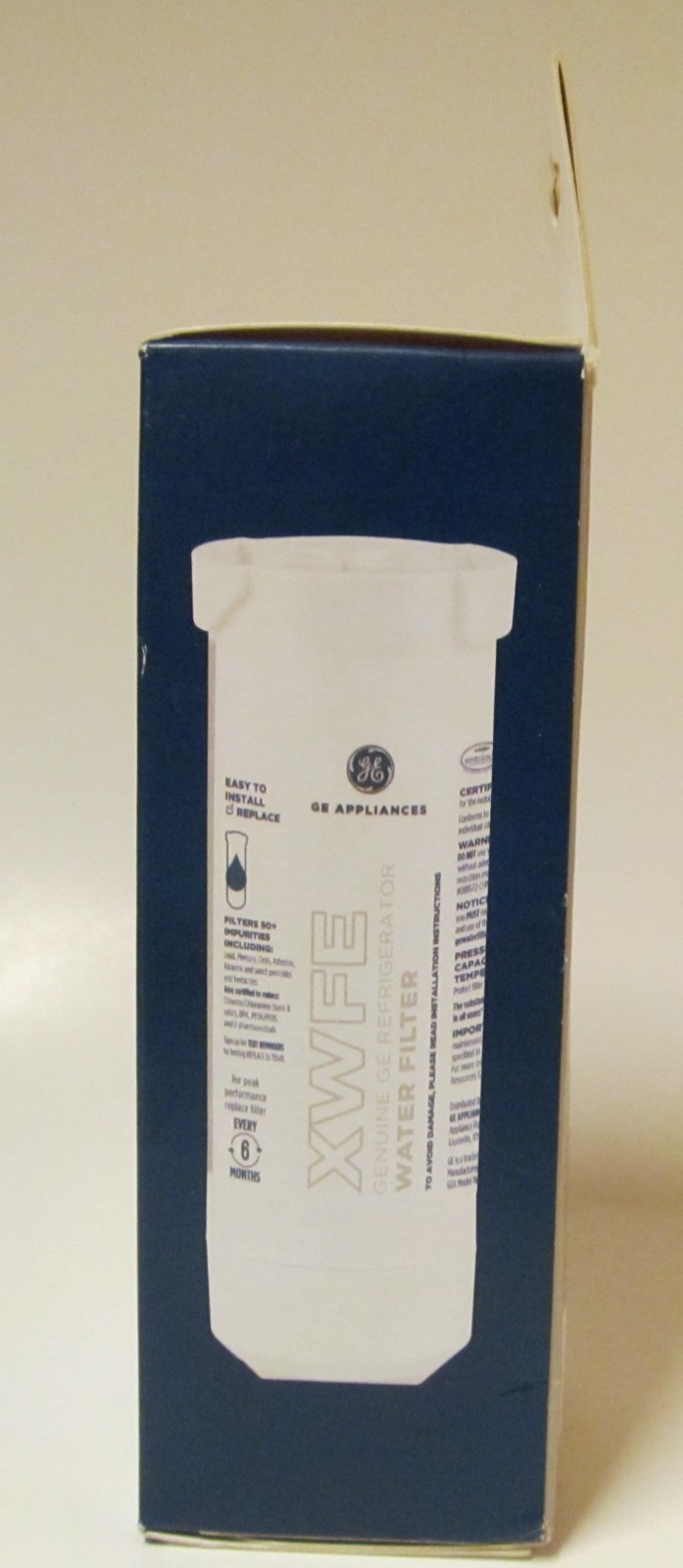 GE XWFE replacement refrigerator water filter, new, factory sealed