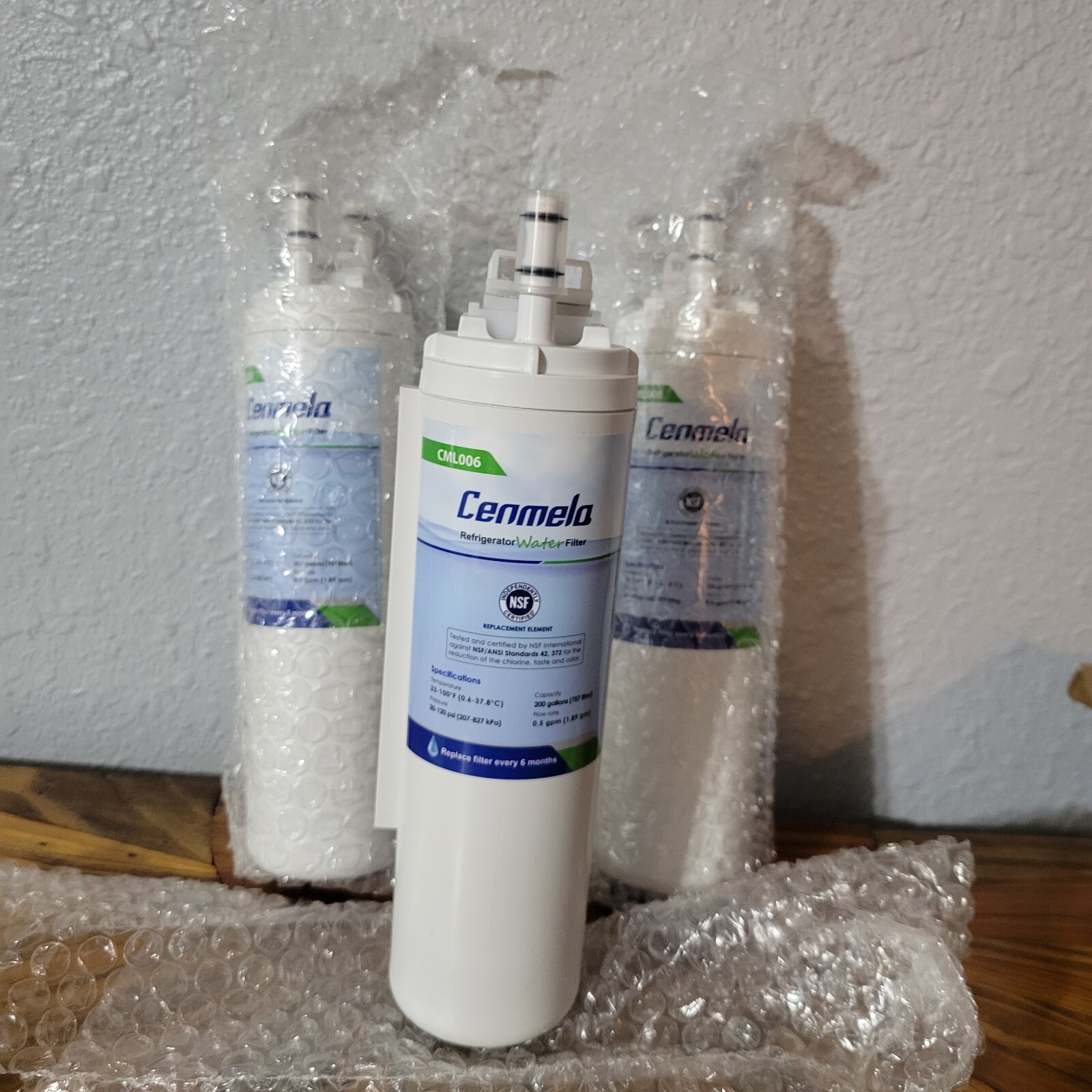 3 Pack Cenmela Refrigerator Water Filter Replacement Element 30-120 psi CML006