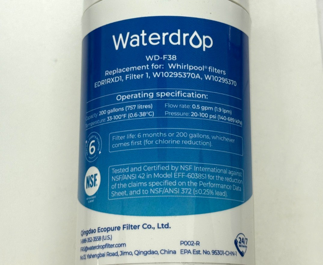Waterdrop Refrigerator WD-F38 Filter, 6 Pack New Sealed