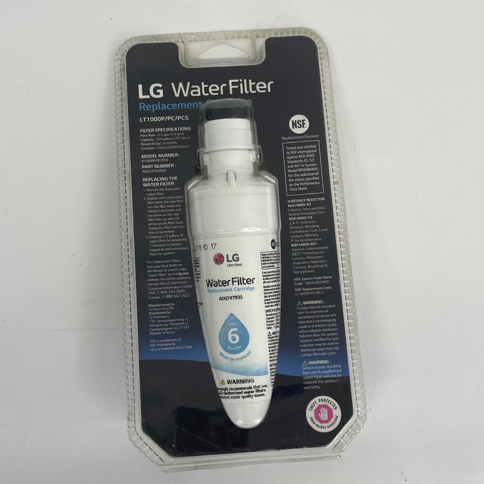 Genuine LG Water Filter LT1000P/PC/PCS Replacement Cartridge *EXPIRED 10/17/2019