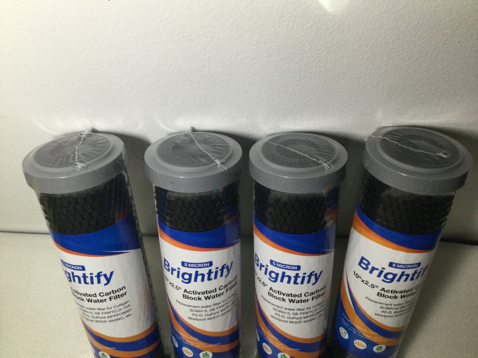 Lot Of 4 – Brightify Activated Carbon Replacement Block Water Filters 10” X 2.5”