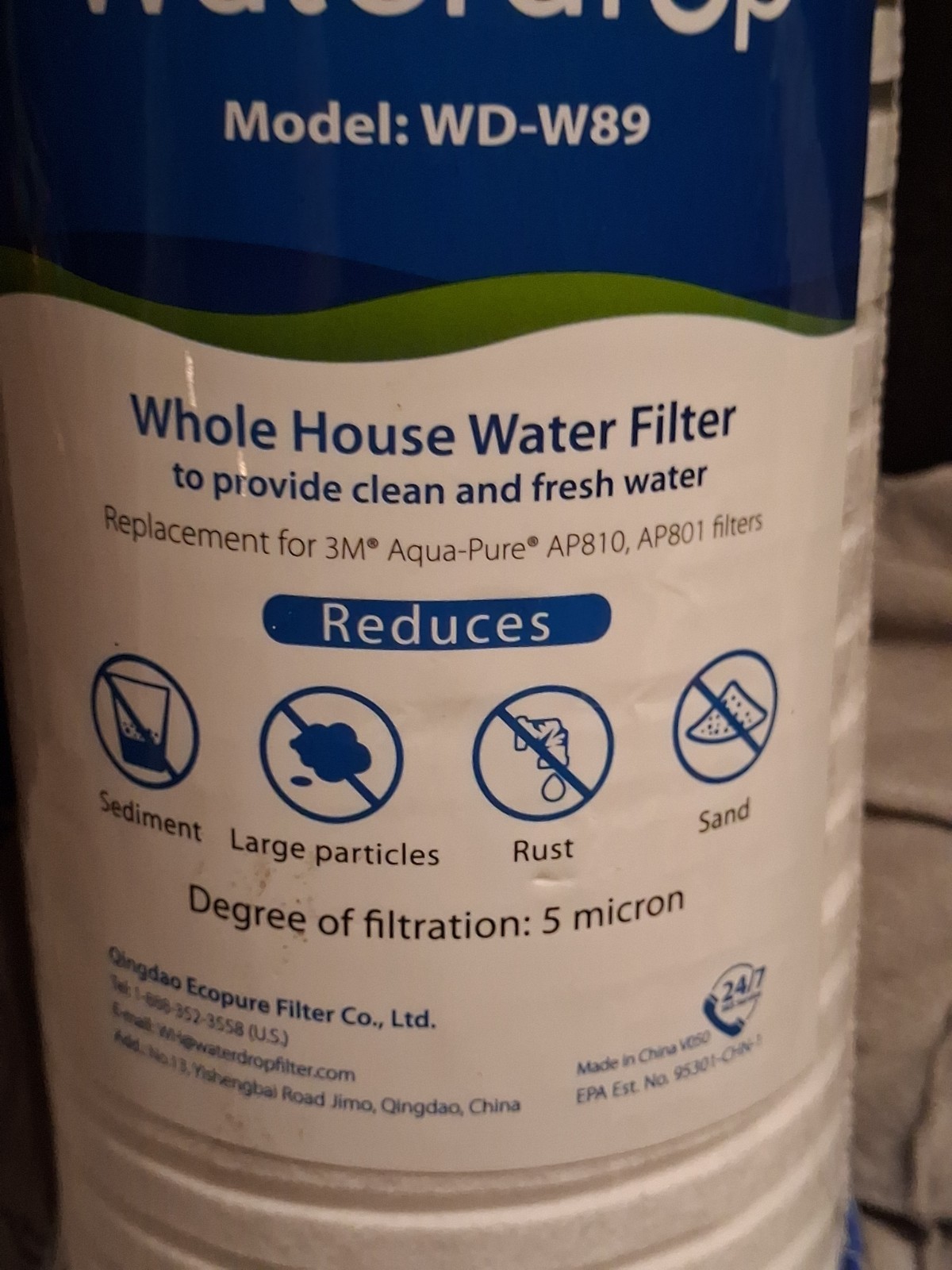 Waterdrop WD-W89 House Water Filter, Replacement for 3M Aqua-Pure AP810 AP801