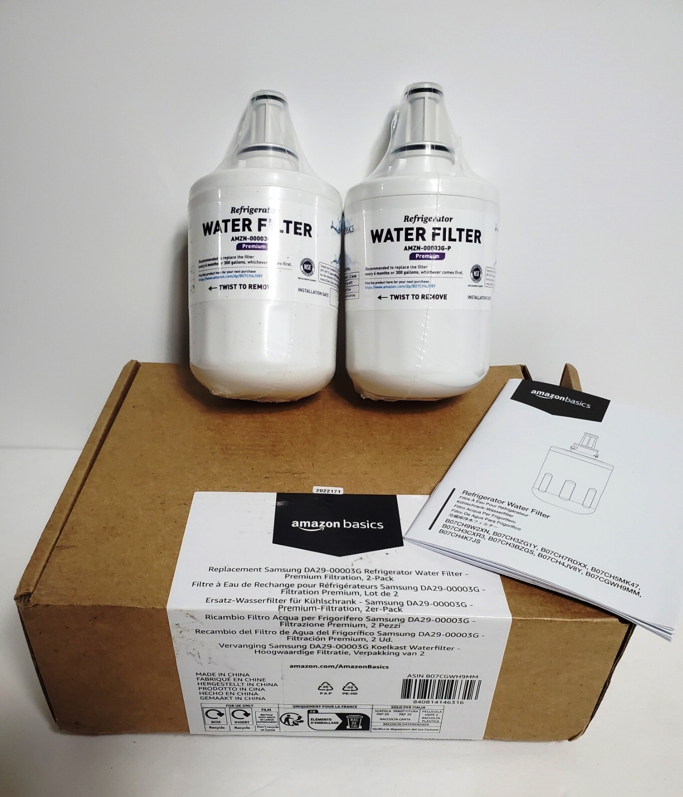 2 Pk NEW DA29-00003G Refrigerator Water Filter Samsung Replacement Amazon Basic