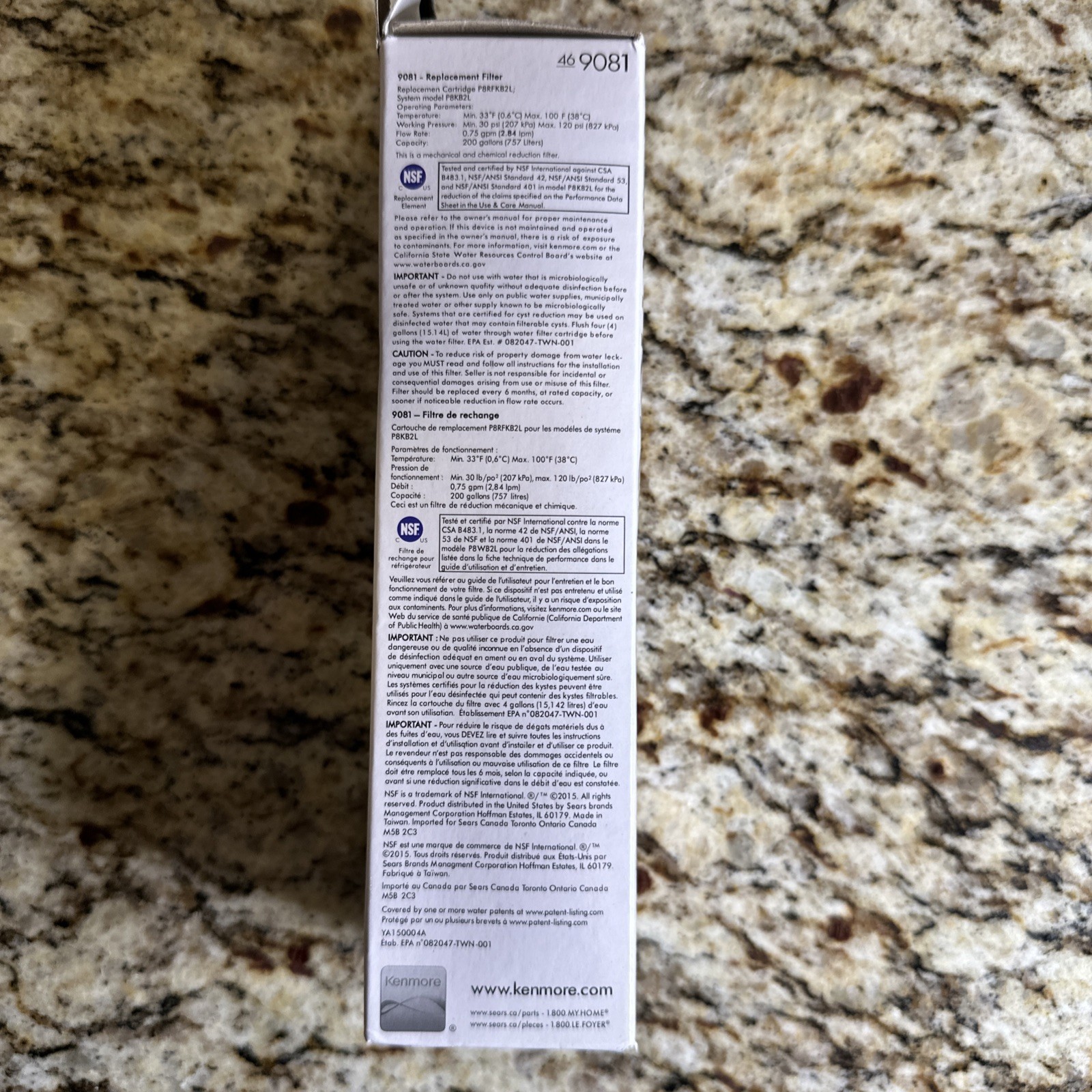 Kenmore 469081 Refrigerator Water Filter – White