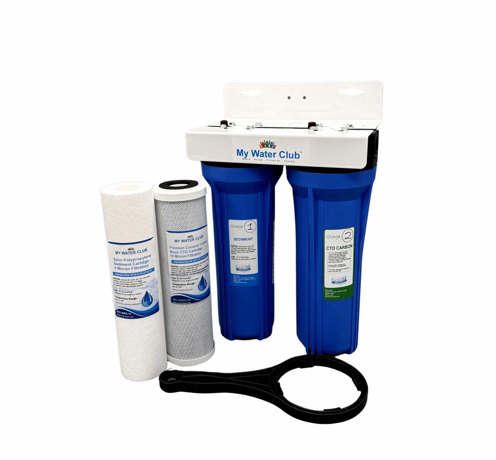 2-Stage (Dual Stage) Whole House Water Filtration System, 3/4″ Inlet/Outlet, wit