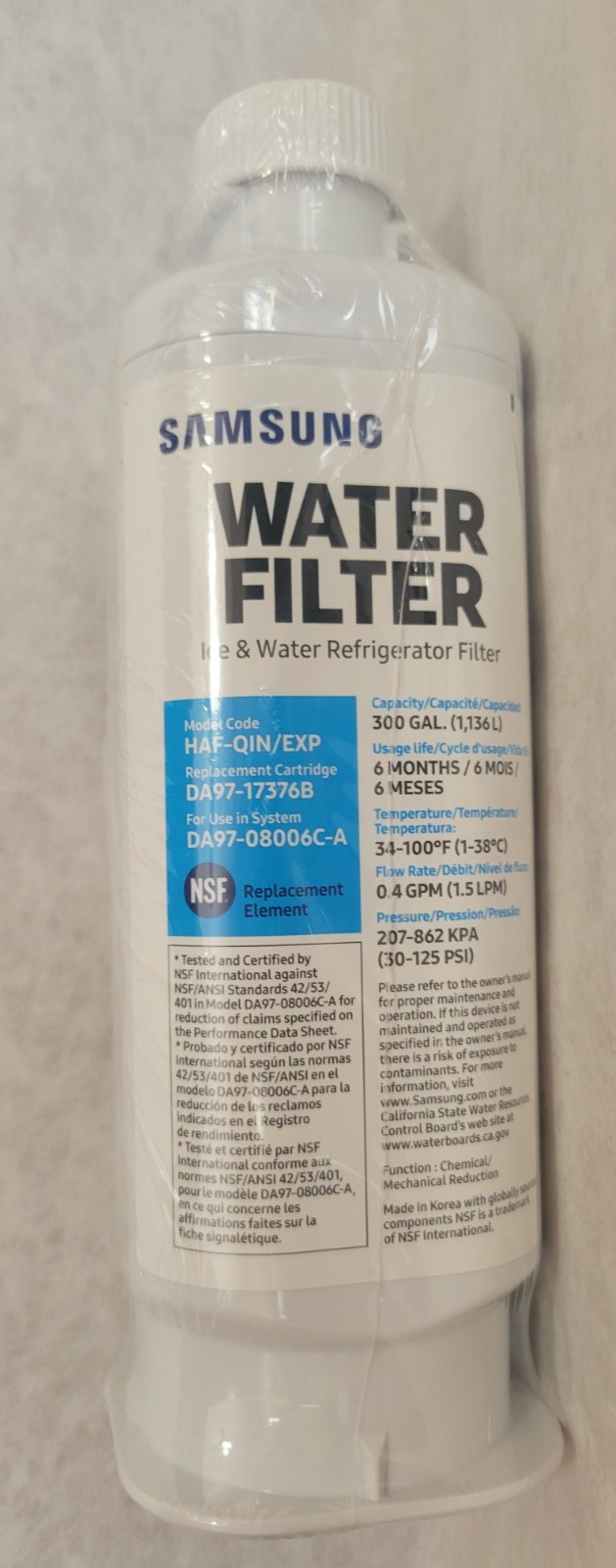 Samsung DA97-17376B HAF-QIN/EXP Refrigerator Ice and Water Filter New