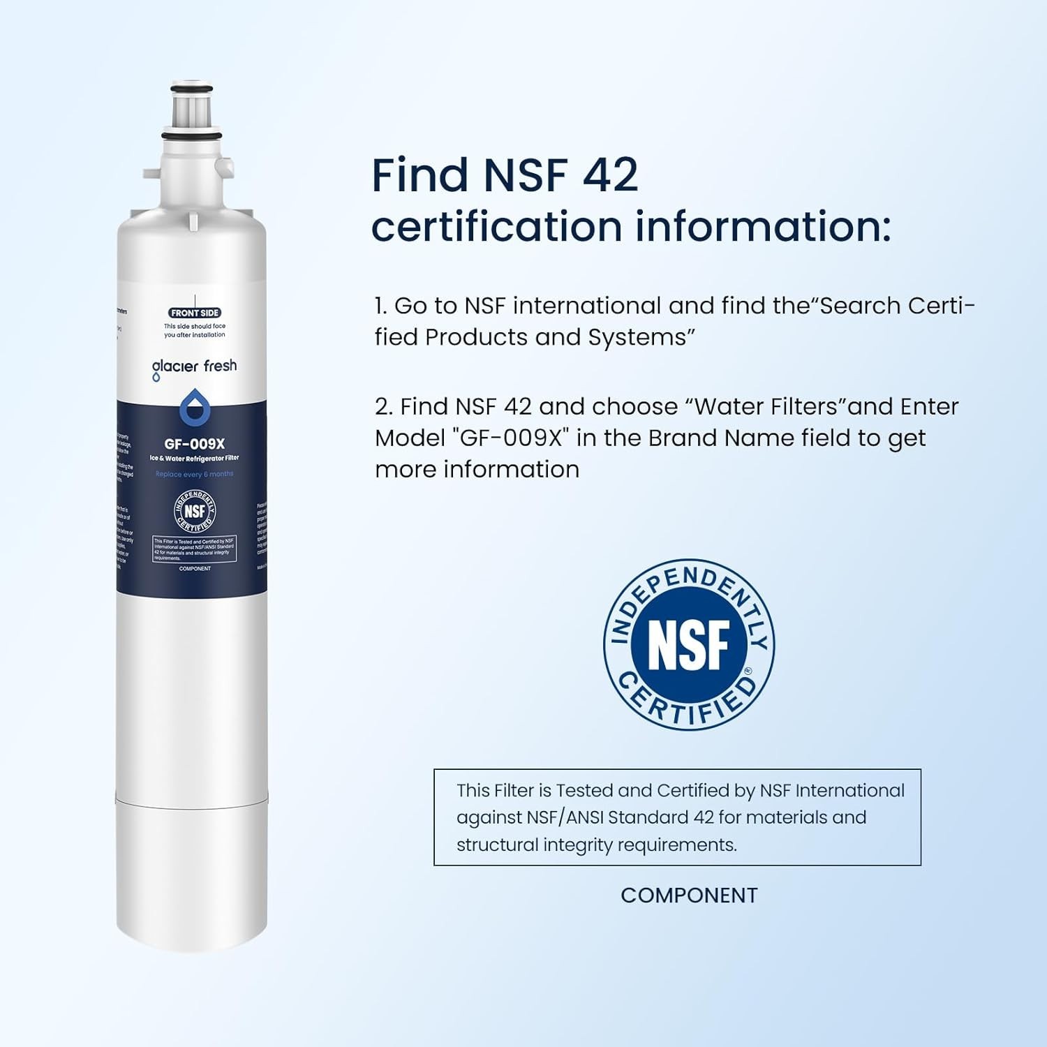 Replacement Water Filter for GE Refrigerators 1 Count NSF Certified Carbon Fiber