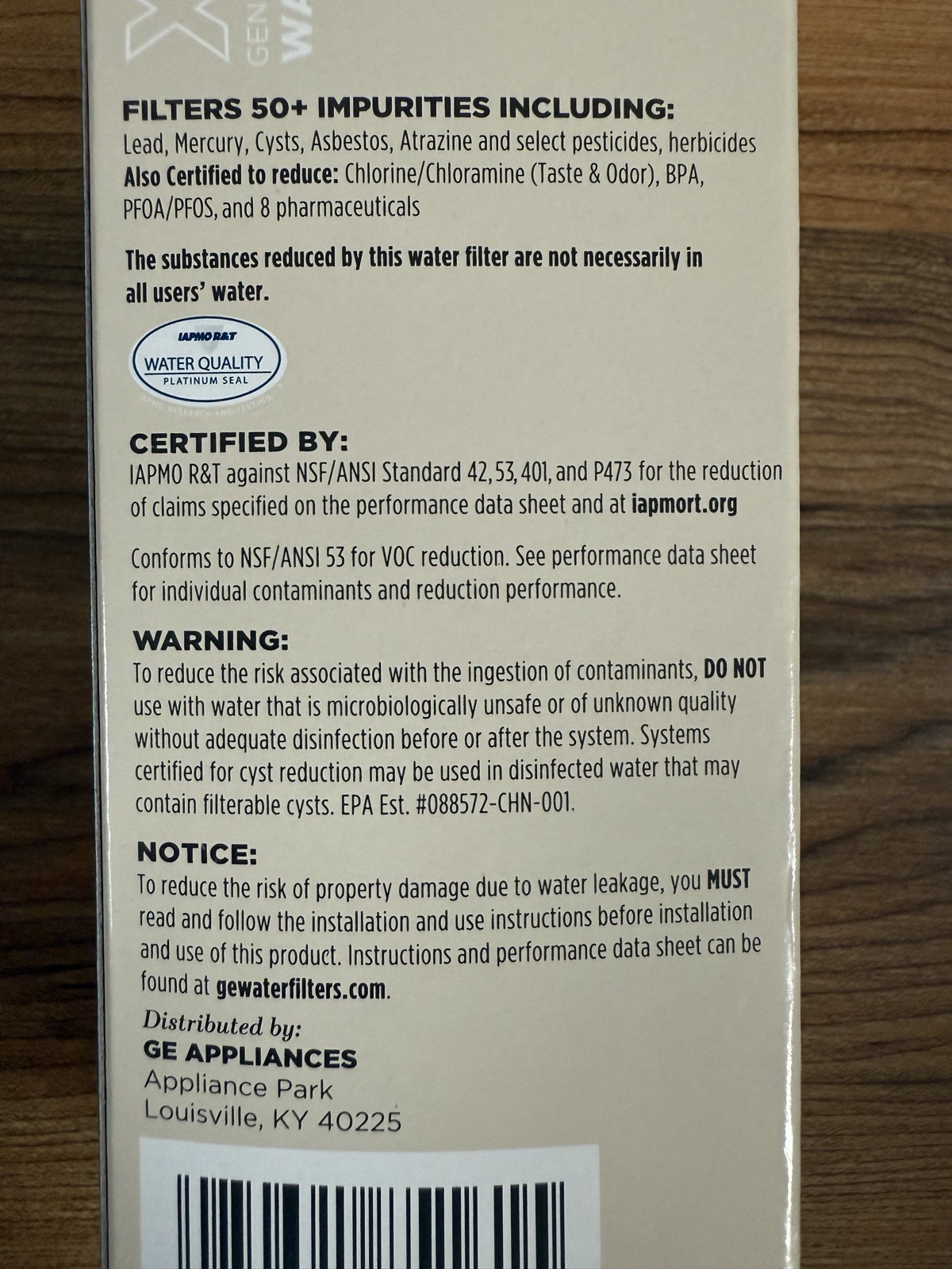 GE XWFE Refrigerator Water Filter Replacement Filter NEW SEALED IN BOX. NO CHIP