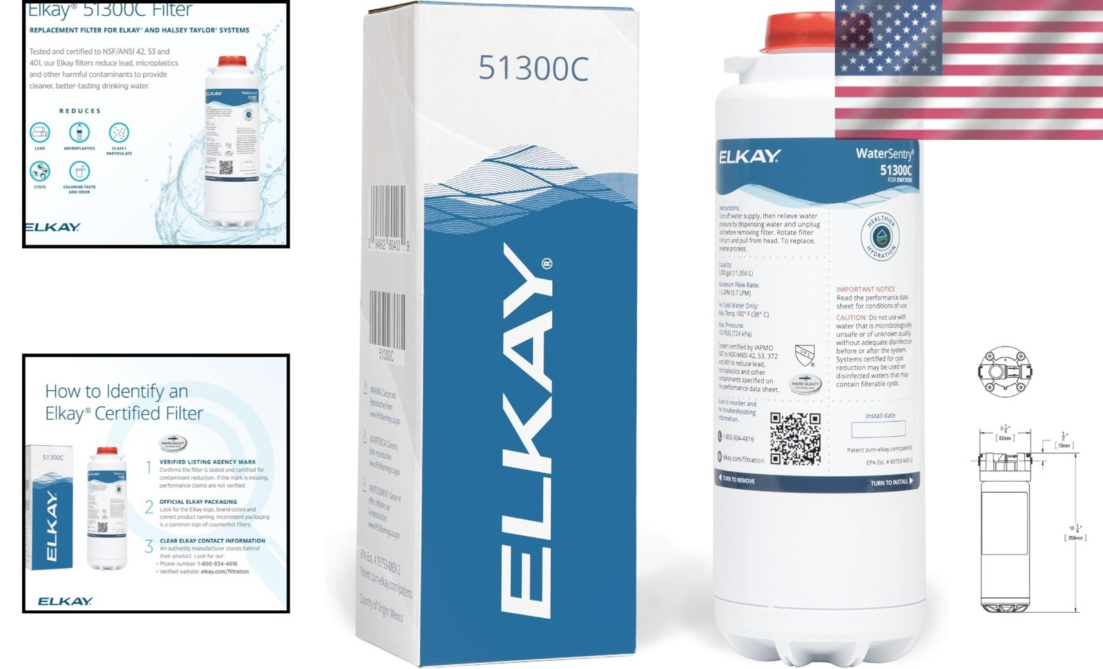 NSF Certified Water Filter for Bottle Fillers Removes Microplastics 1 Count