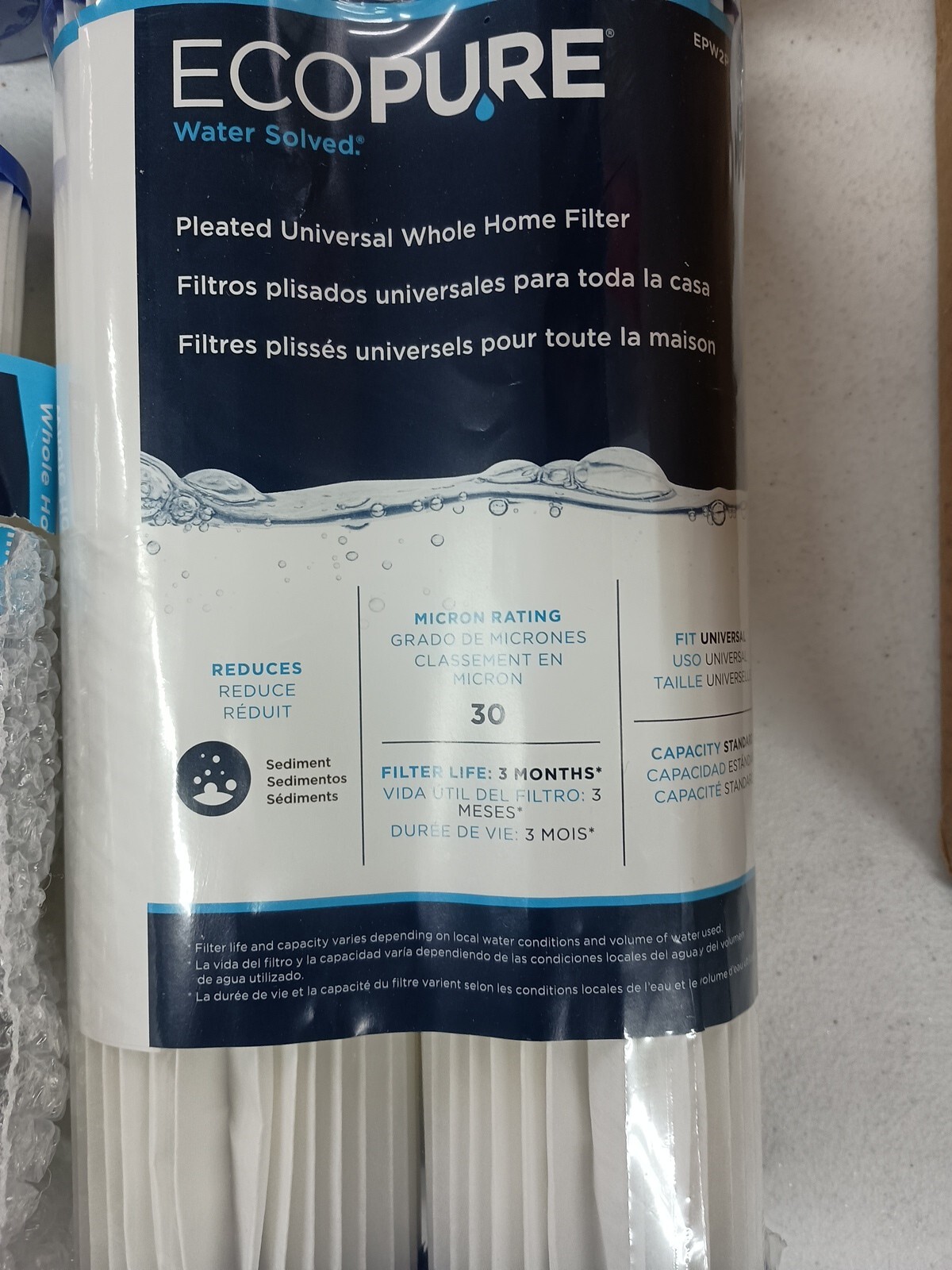 4-2Pack EcoPure EPW2P Pleated Whole Home Replacement Water Filter Universal