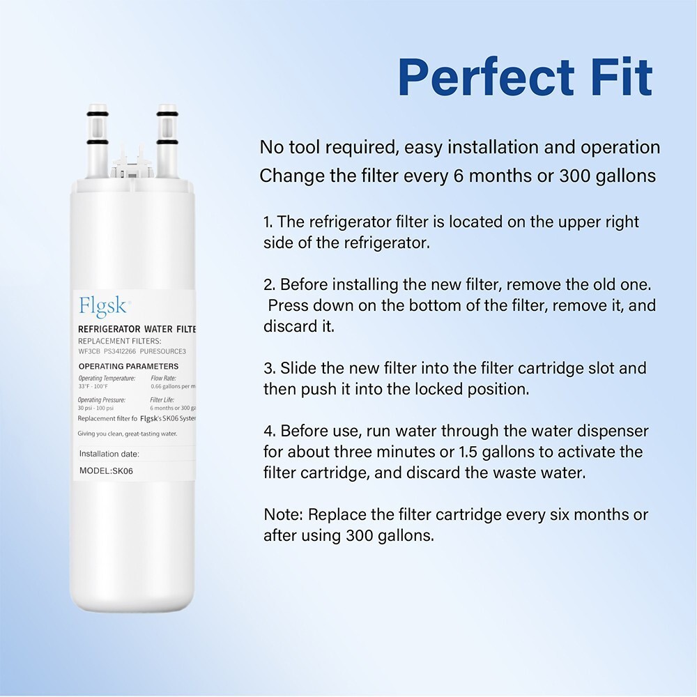 2 Refrigerator Water Filter For WF3CB, PS23412266 Pure Source 3, Factory Sealed
