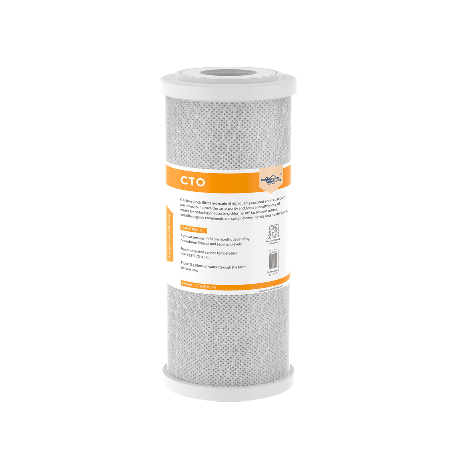 1-10PK 5 Micron 10″x4.5″ CTO Carbon Block Water Filter Whole House For RO System