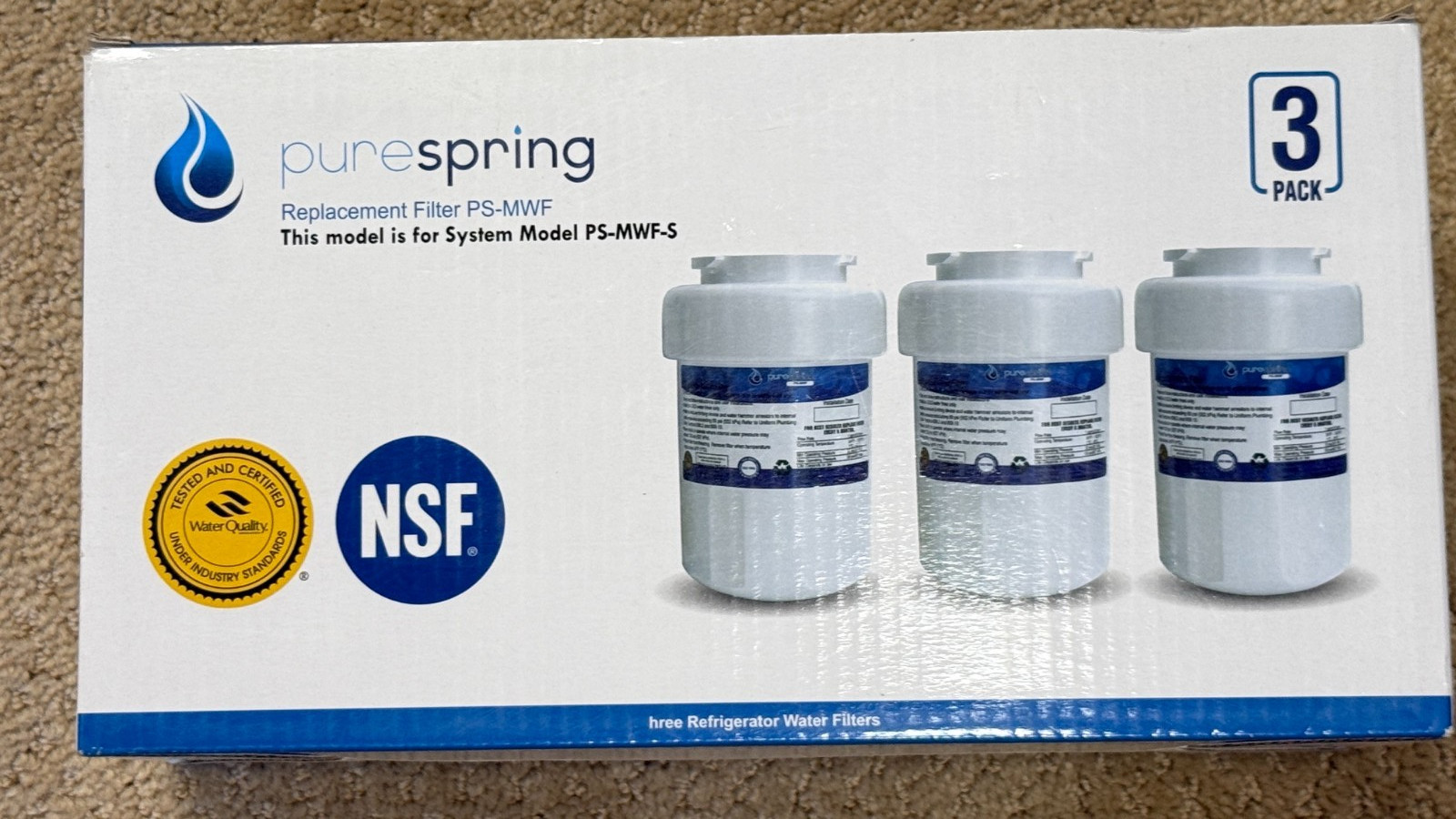 PURESPRING PS-MWF Filters – 3 Pack–GE/Kenmore Compatible (2 packs – six total)