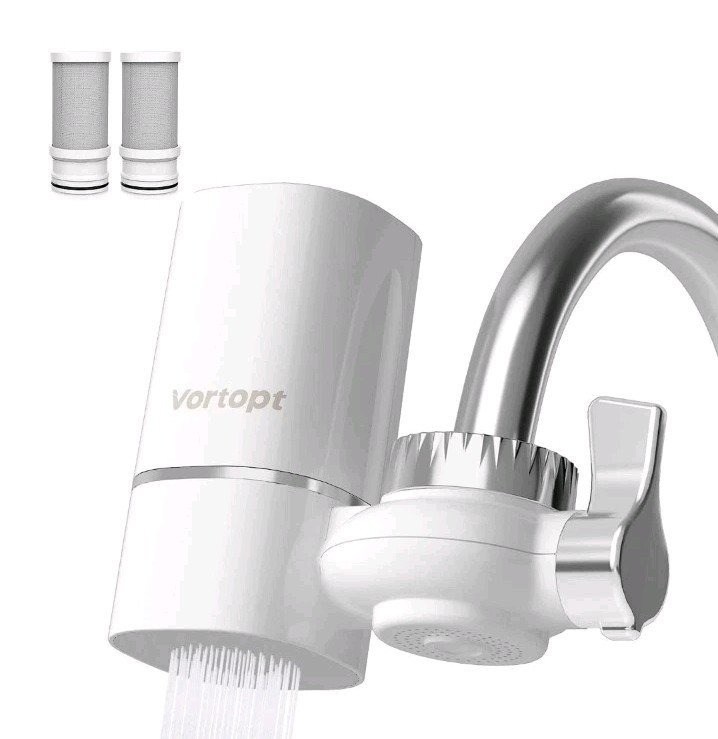 Vortopt White Faucet Tap Water Purifier Filter for Kitchen Sink – 400 Gallons