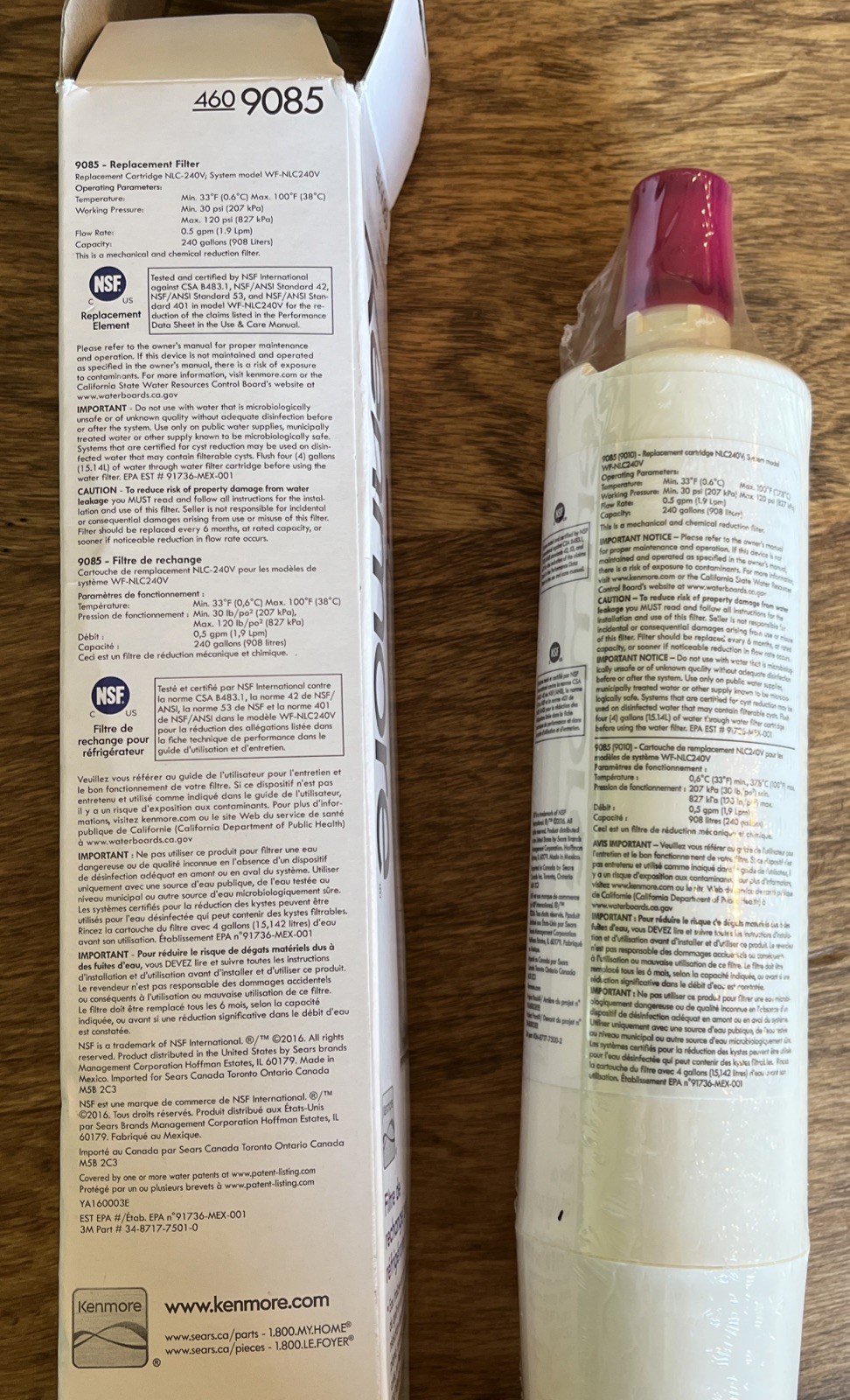 Kenmore 9085 Replacement Refrigerator Water Filter (4609085) – 1-PACK NEW