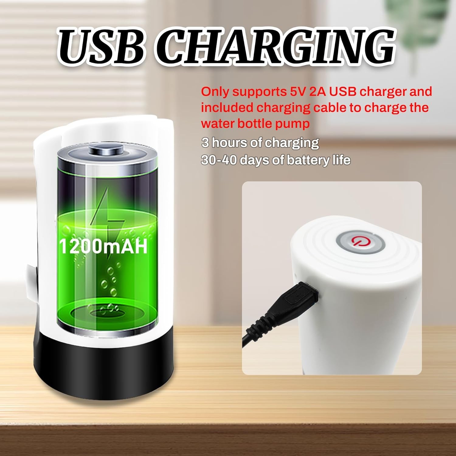 Water Table Pump, Portability Electric Pump with USB Data White