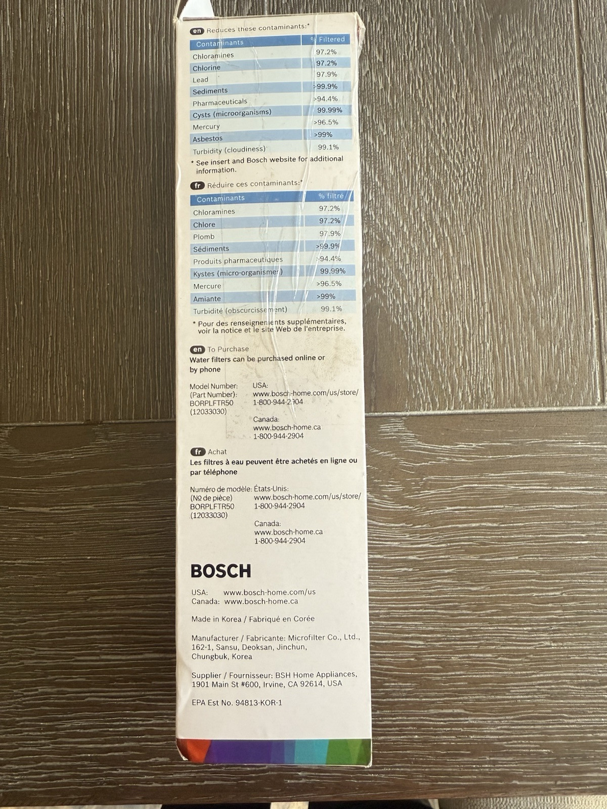 Bosch UltraClarity Pro Water Filter Model BORPLFTR50 New