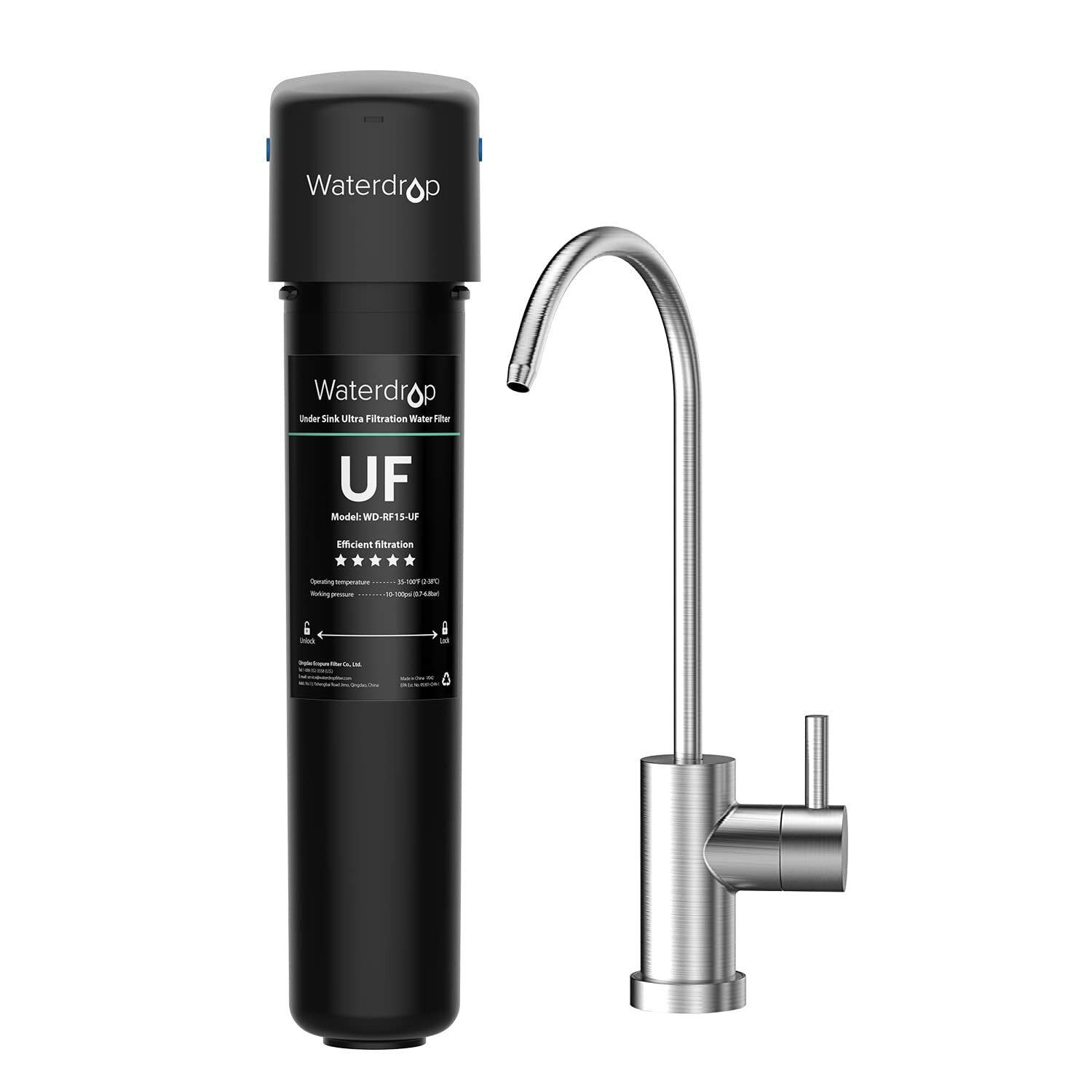 Waterdrop 15UB-UF Under Sink Water Filter System, 0.01 Micron Ultra Filtration