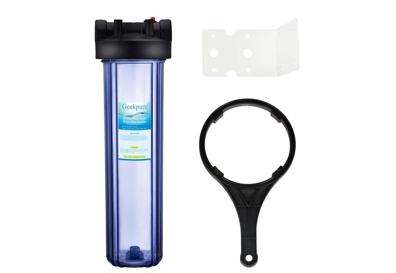 Geekpure 20 Inch Clear Whole House Water Filter Housing 1″ NPT Brass Port NIB