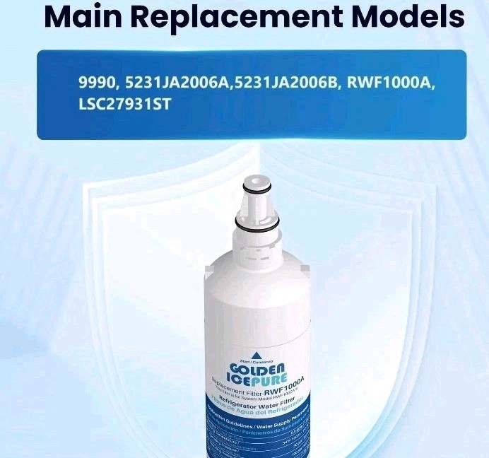 3 pack RWF1000A Refrigerator Water Filter Fit for LG LT600P, 469990, RFC1000A