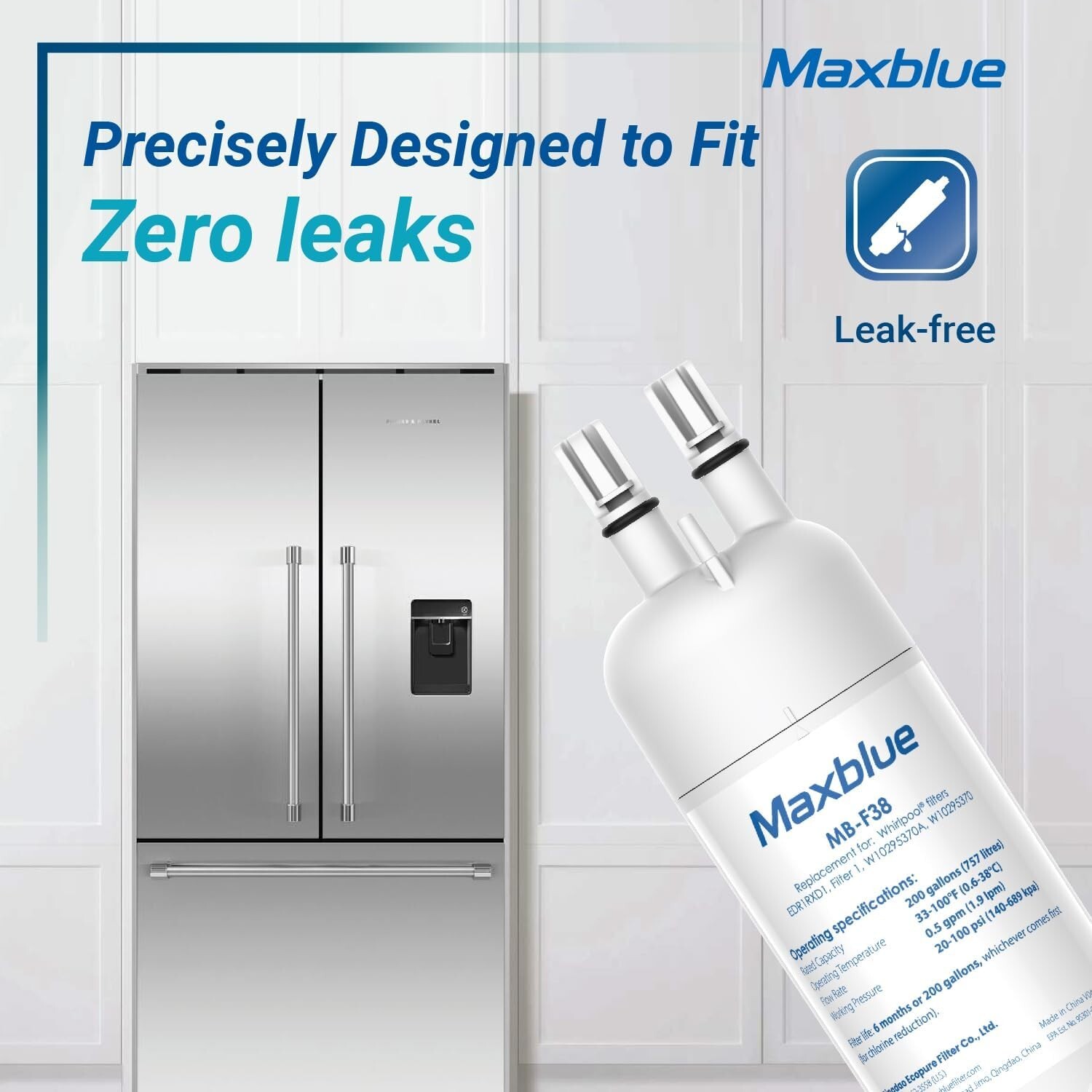 Maxblue MB-F38 Refrigerator Water Filter, Fits Kenmore® 46-9081, 46-9930, 1 Pack