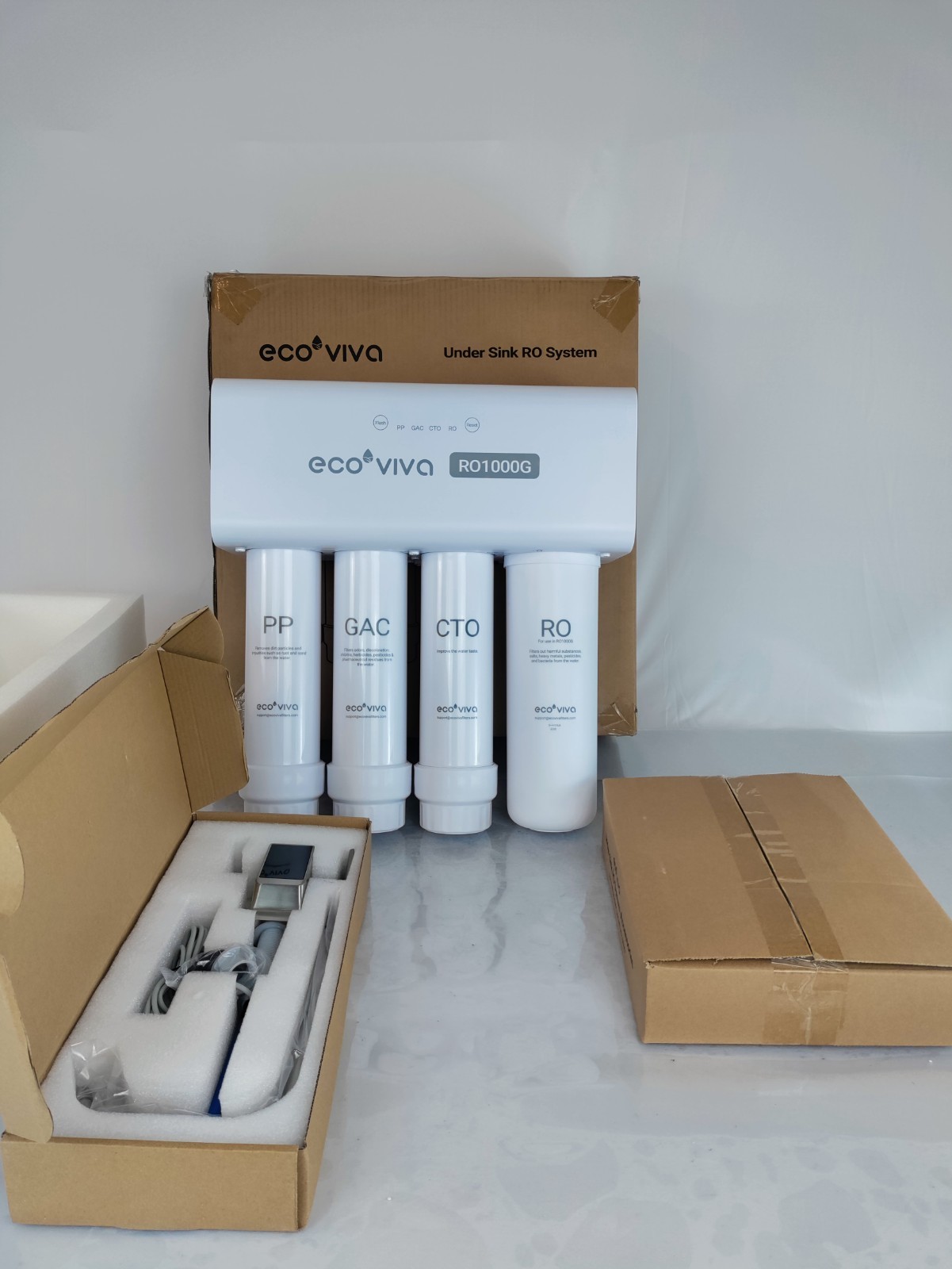 Ecoviva UnderSink Reverse Osmosis RO 1000GPD Water Filter Filtration System