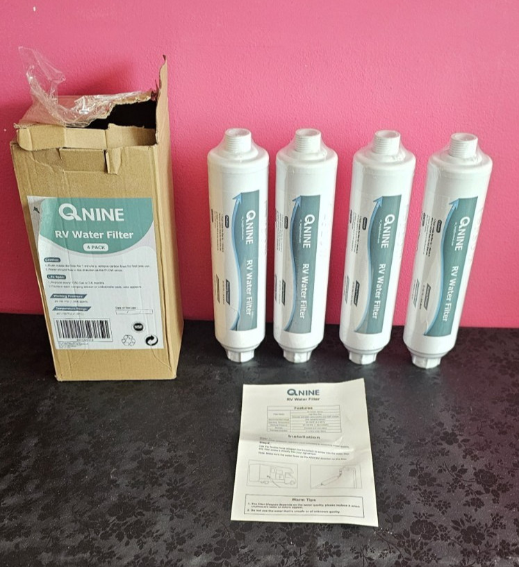 QNine RV Water Filter – 4 Pack – RV Camper Replacement Cartridge 20-100psi READ