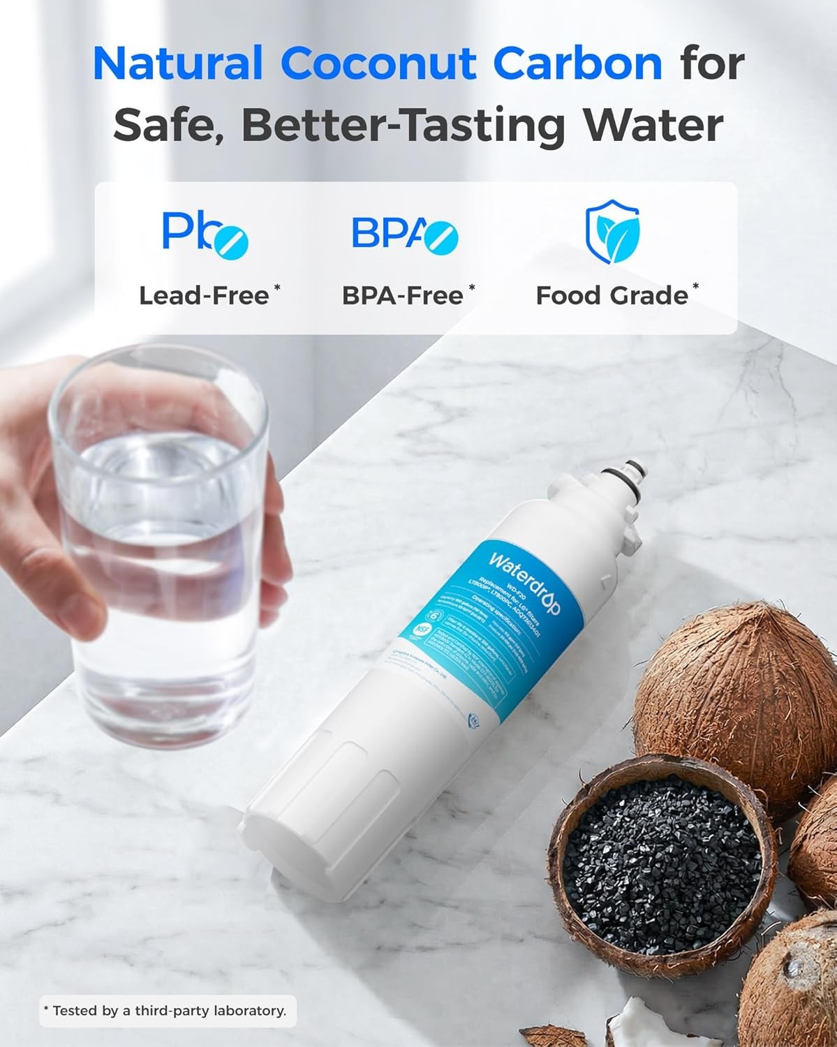 Waterdrop Refrigerator Water Filter, Replacement for LG® LT800P®, Pack of 12
